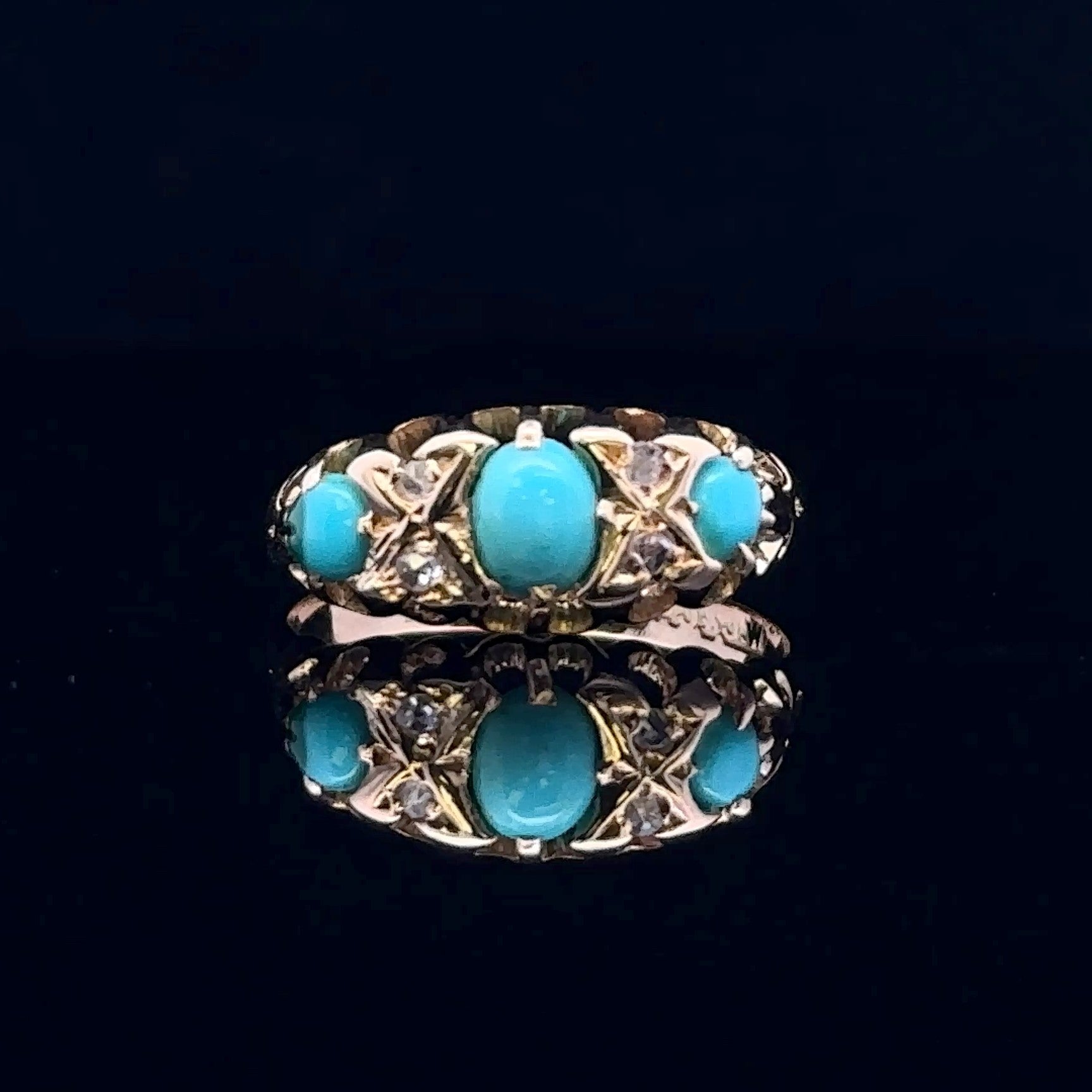 Miranda 18K Yellow Gold Turquoise and Diamond Ring