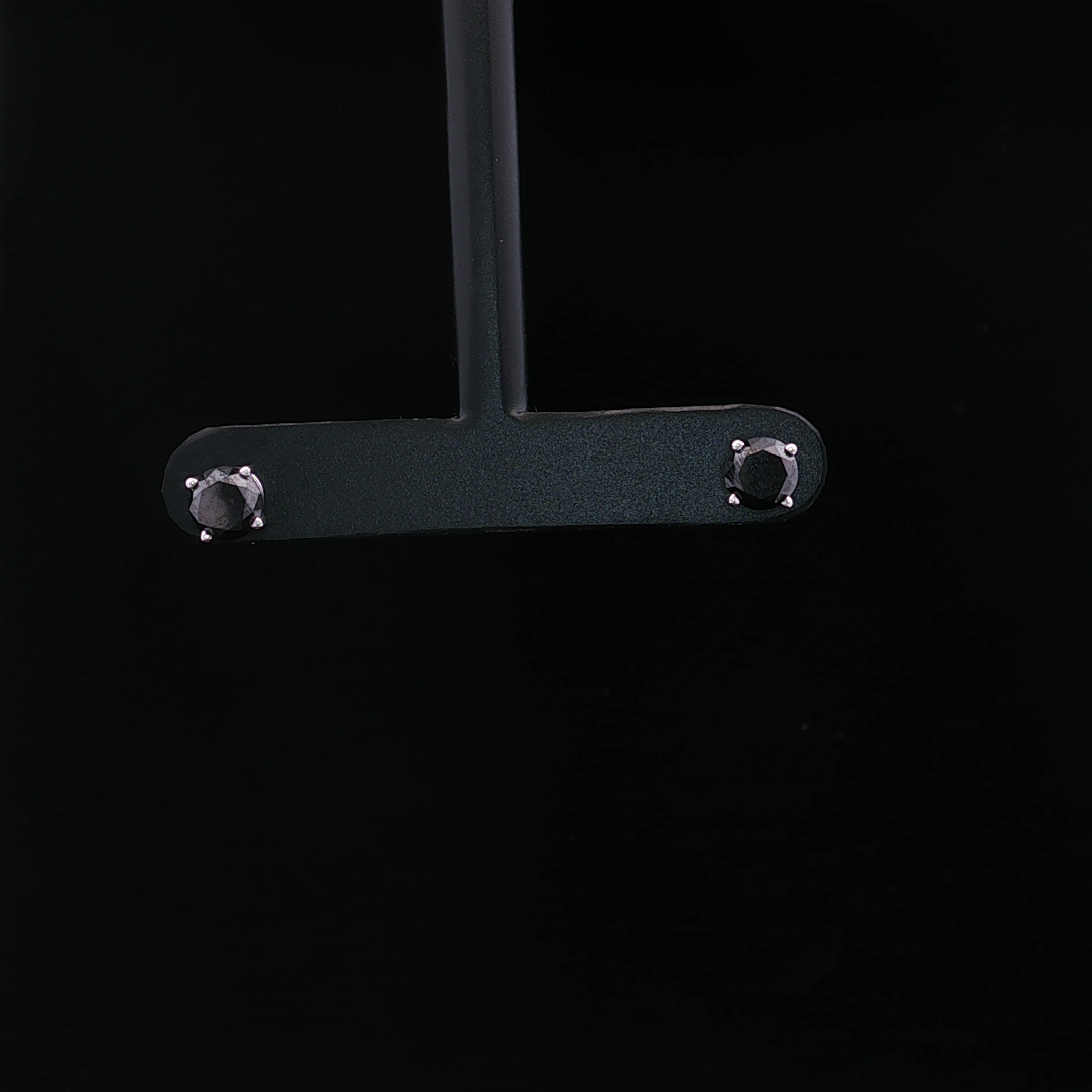 10K White Gold Black Diamond Stud Earrings