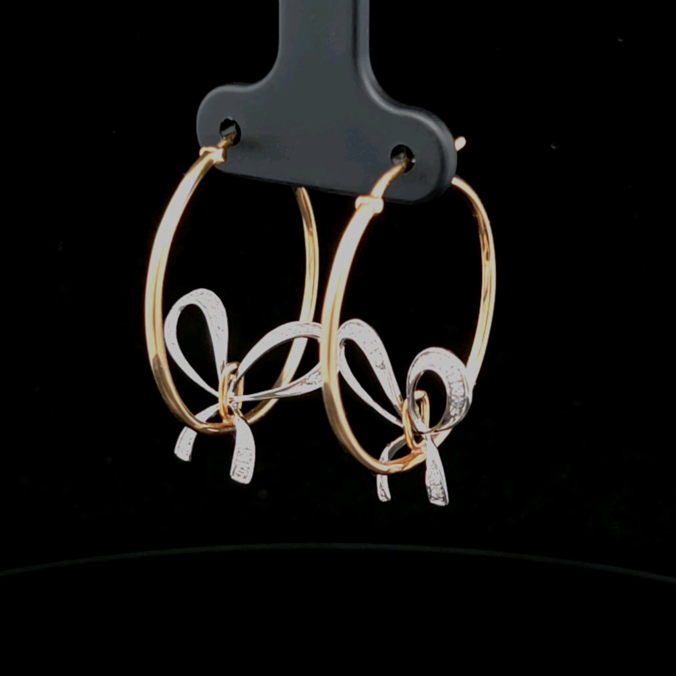 Annie 14K Yellow Gold Medium Hoop Earrings with Diamond Bow