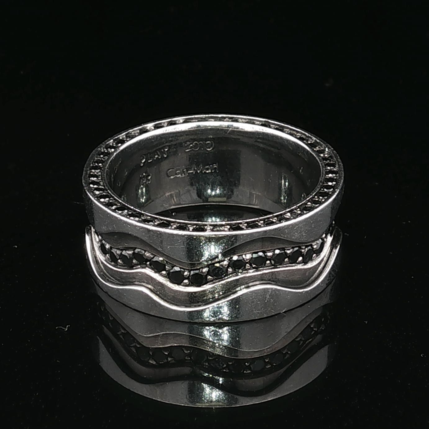 Platinum Ring with Black Diamonds by Cari Mari