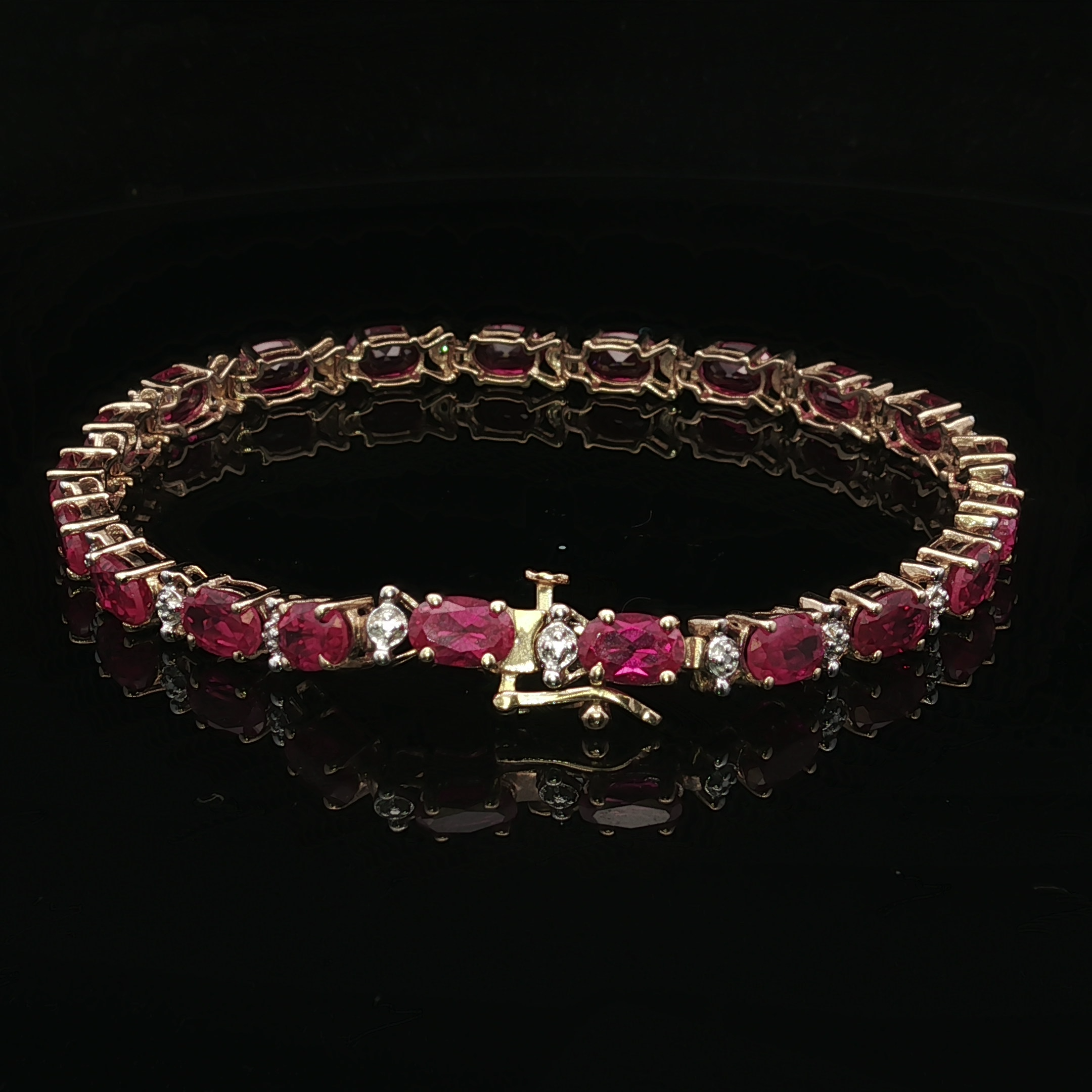 Maudee Ruby and Diamond Link Bracelet 10K Gold