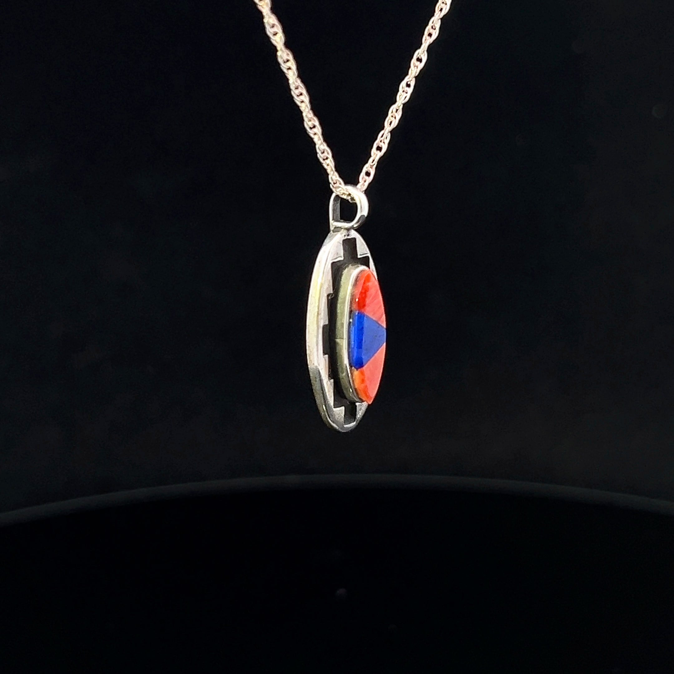 Nelly S/S Inlay Lapis & Coral Necklace