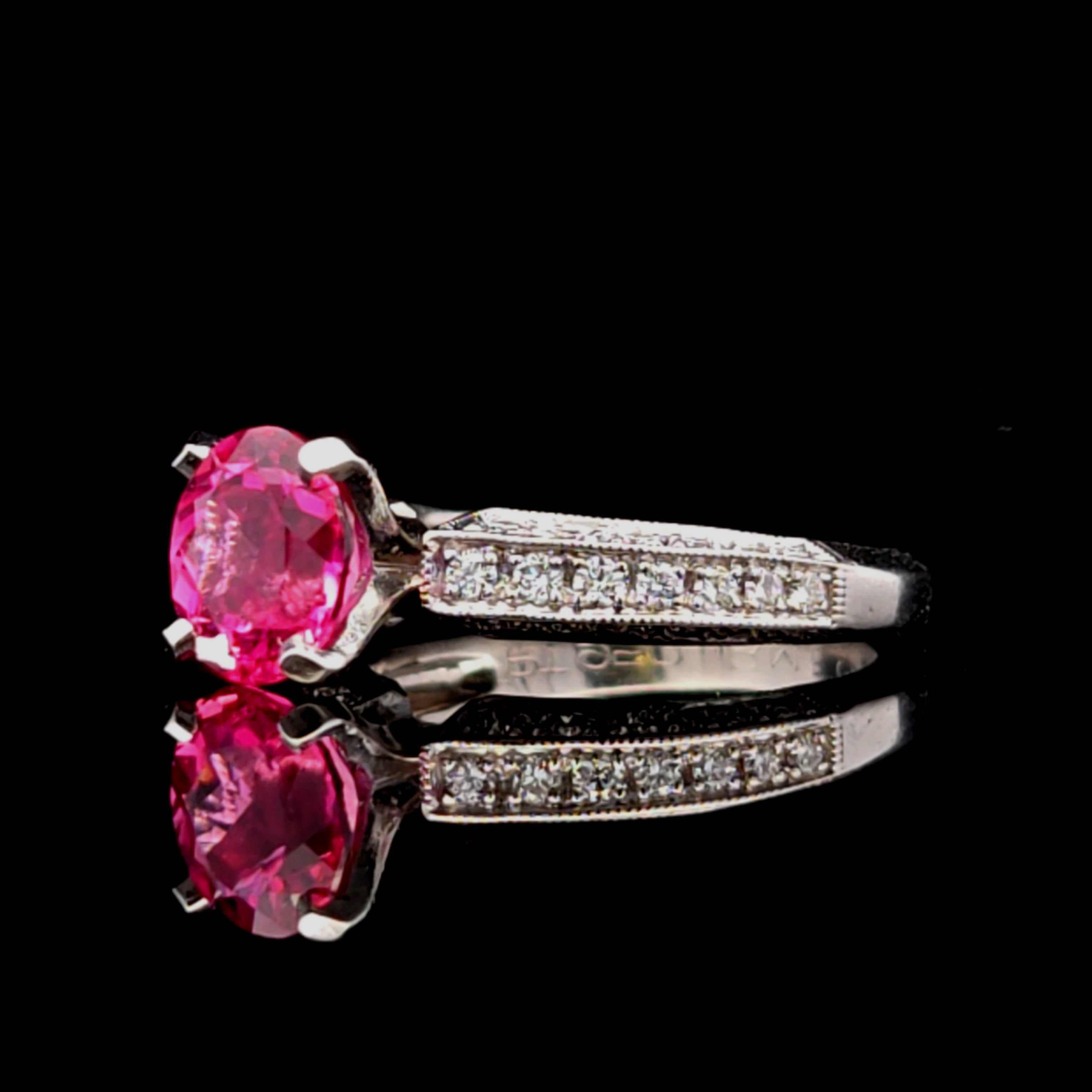 Arabella Platinum Ring with Pink Tourmaline and Diamonds