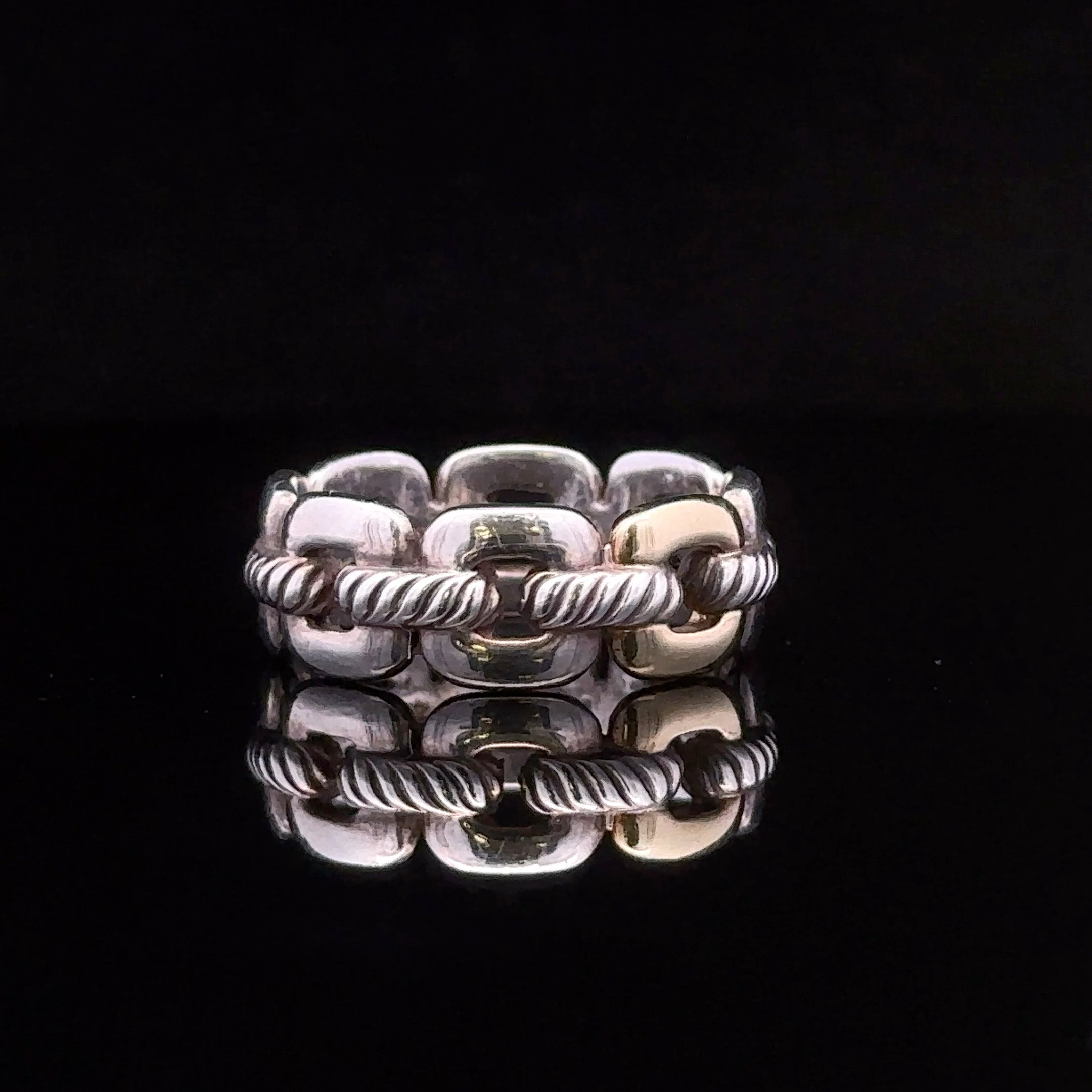 David Yurman Two-Tone Sterling Silver and 18K Antiqued Ring,