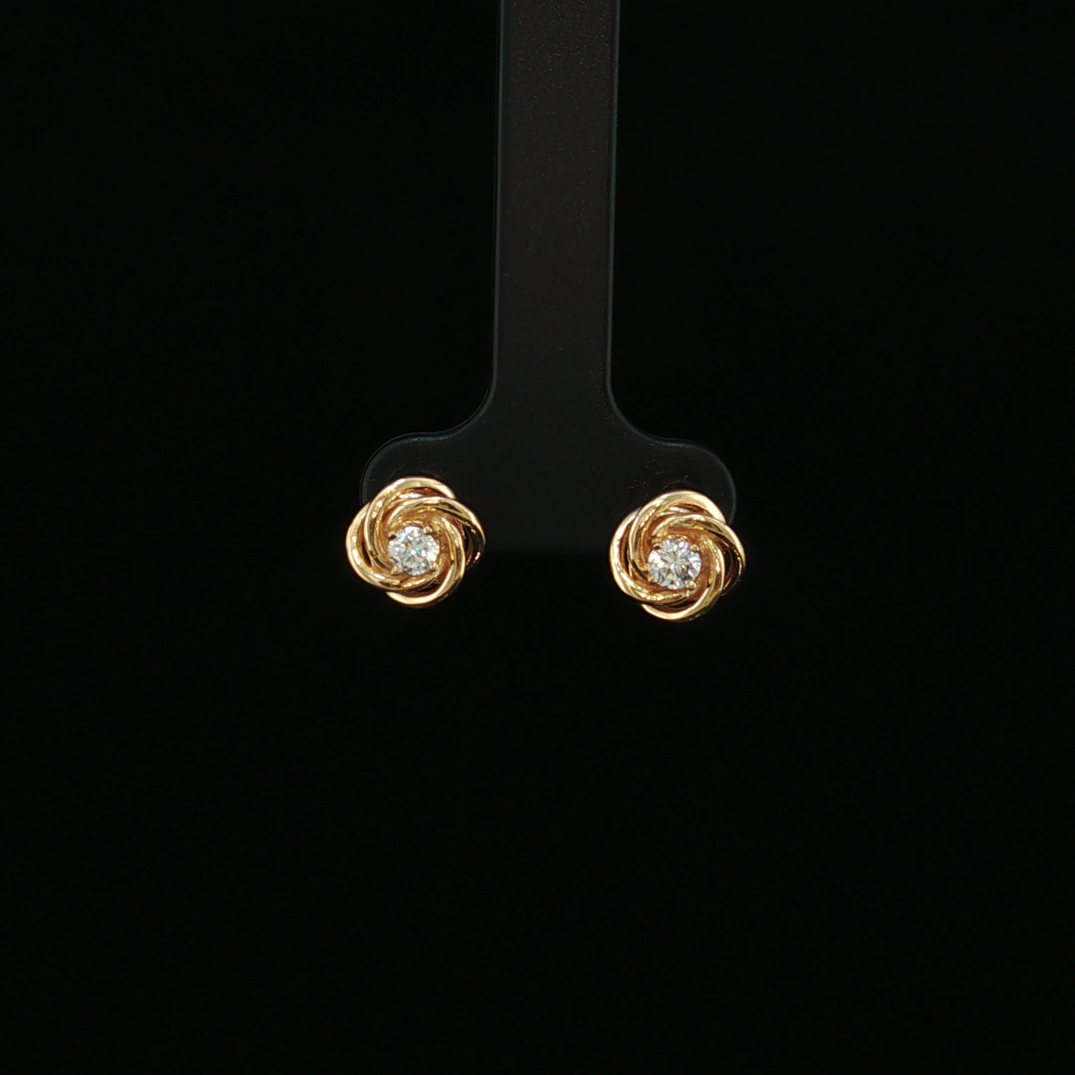 Amora 14K Yellow Gold Knot Diamond Stud Earrings
