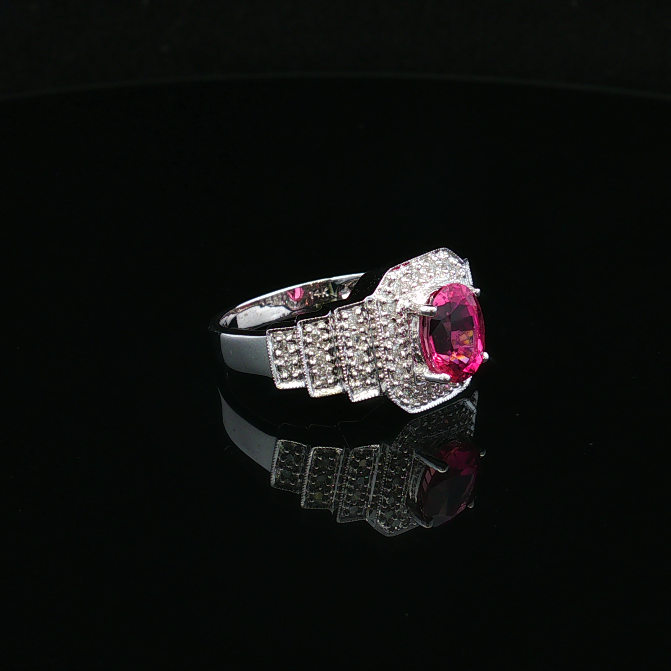 Briellea 14KW Pink Tourmaline & Diamond Ring