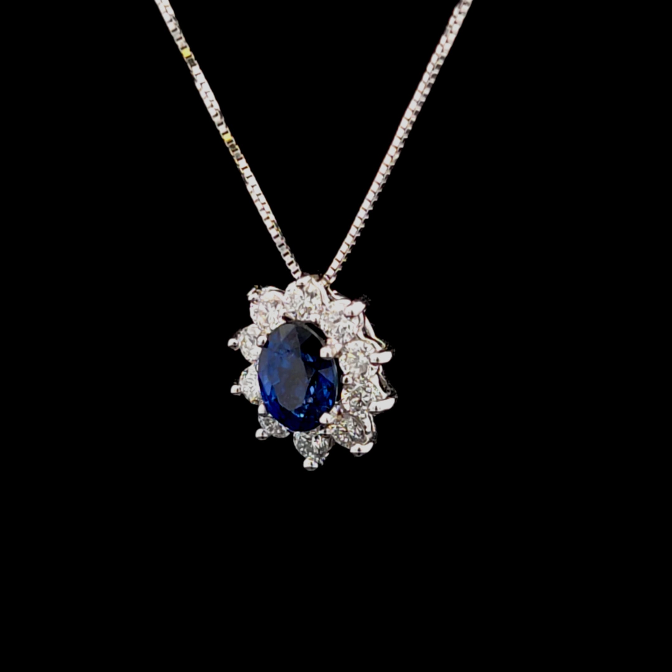 Adalyn 18K White Gold Floral Sapphire Necklace – 17-Inch
