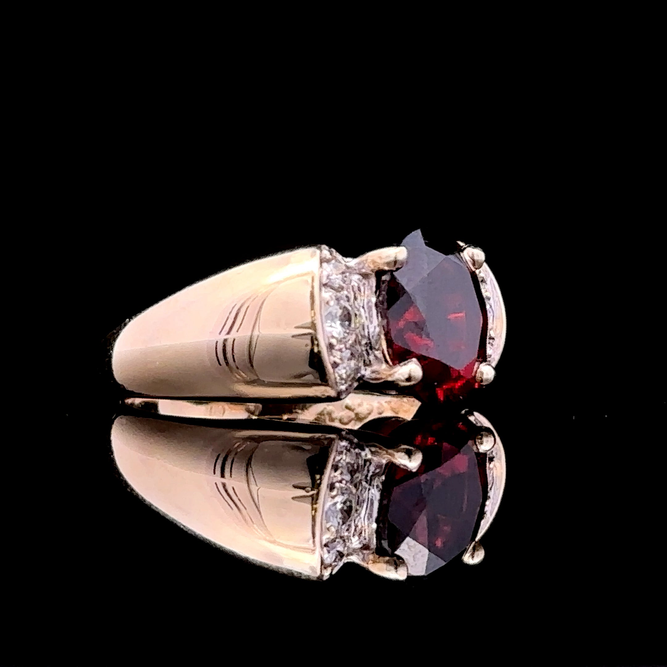 Stella 14K Yellow Gold Oval Garnet Ring with Diamond Accents