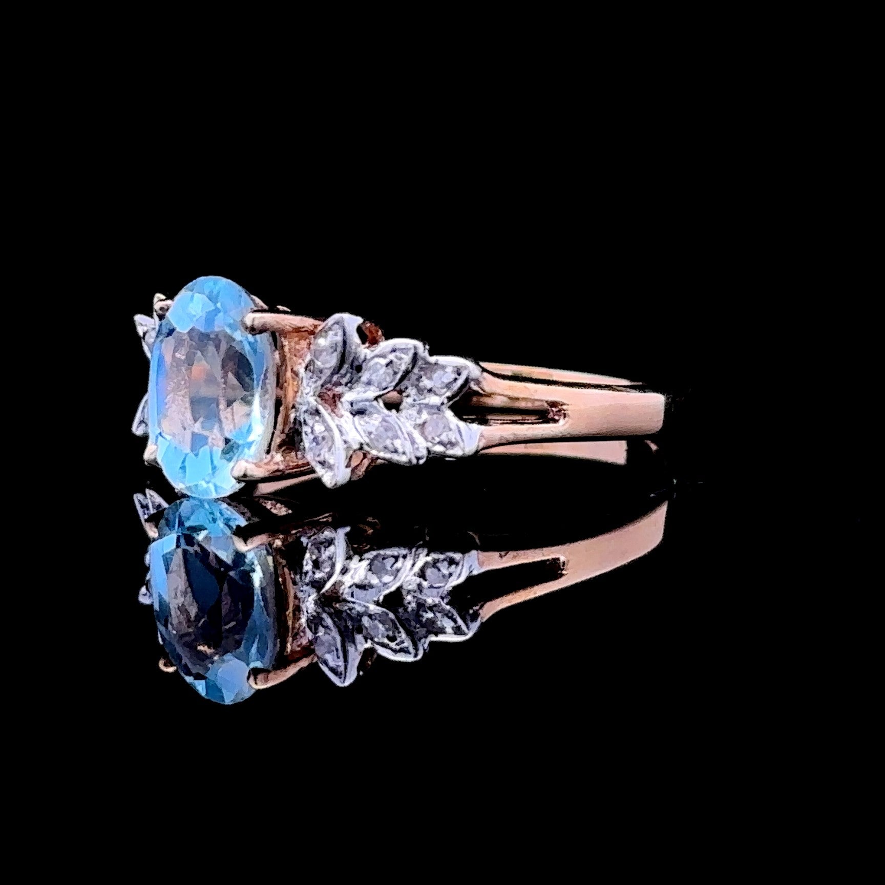 Melanie 14K Yellow Gold Blue Topaz Fashion Ring, Size 7.5