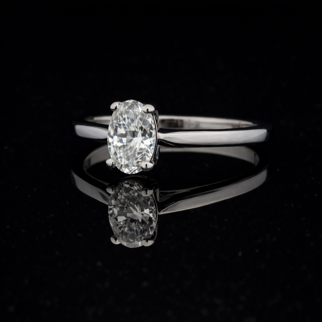 Ayla Platinum 1.00CT Oval Lab Diamond Engagement Ring