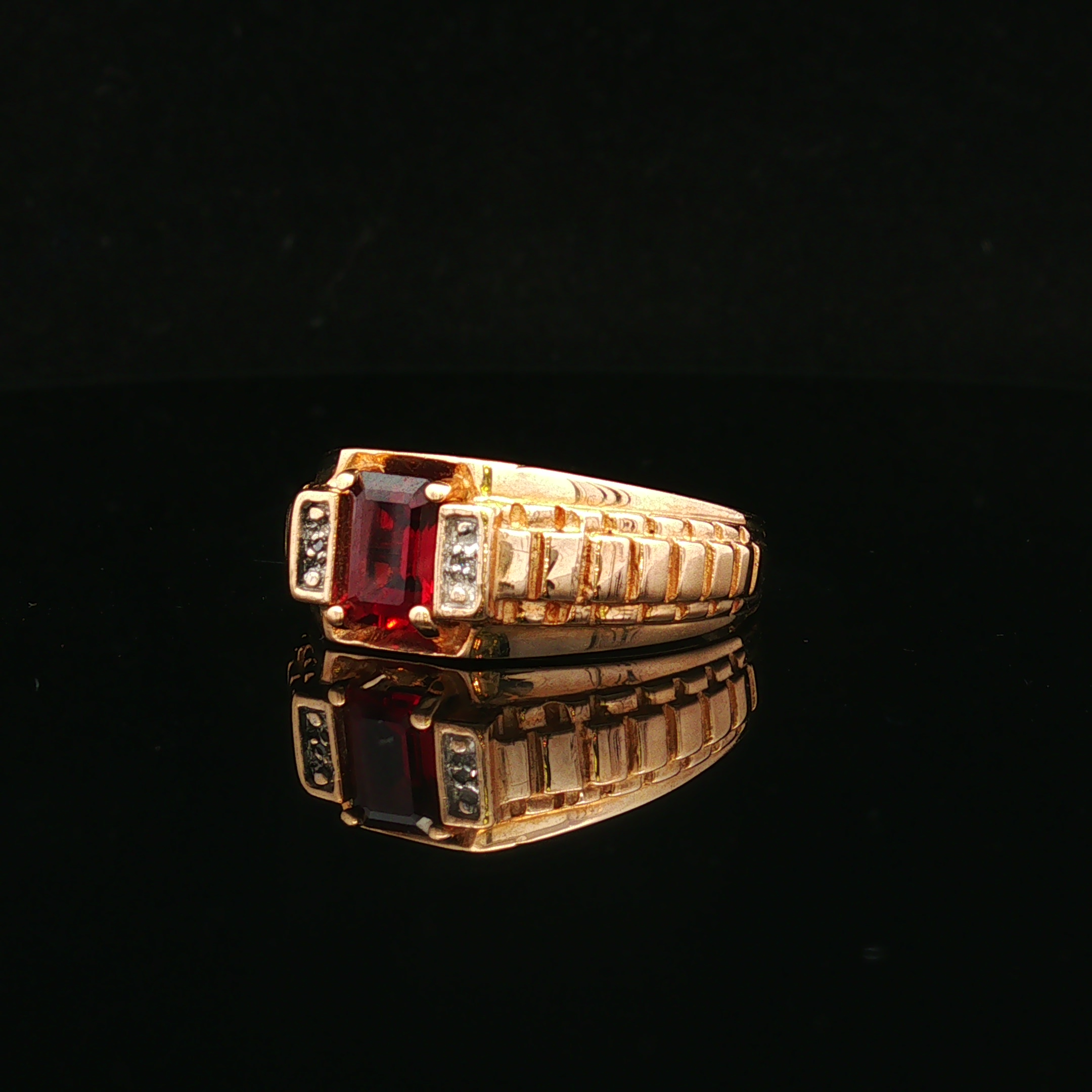 Bridger 10K Yellow Gold Garnet & Diamond Ring