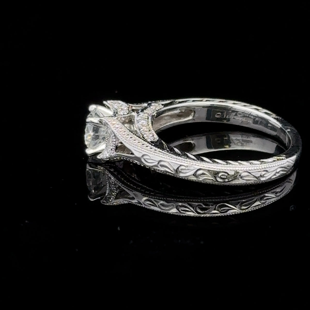 Scarlett 14k White Gold Filigree Diamond Engagement Ring