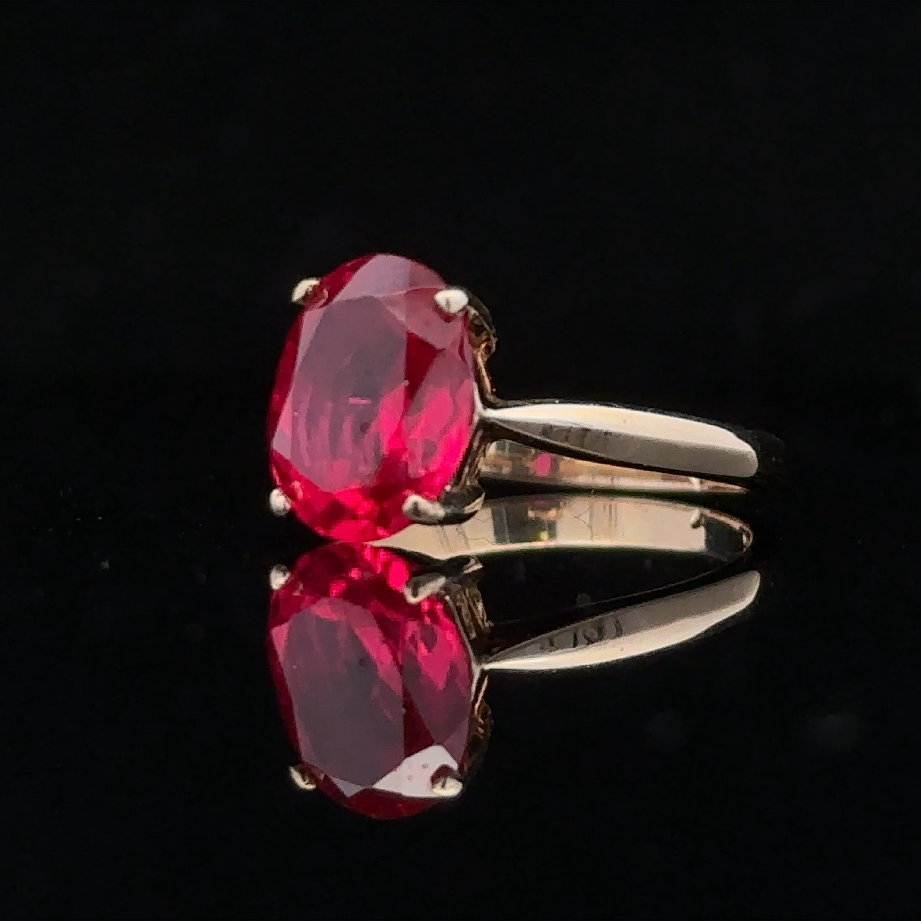 Aggie Ring in 14K Yellow Gold with Synthetic Oval Ruby