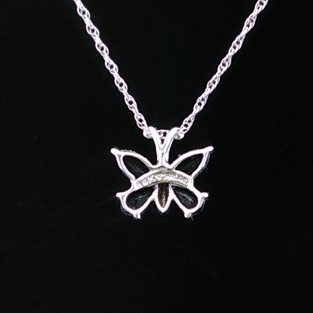 White 14K Gold Sapphire Butterfly Necklace