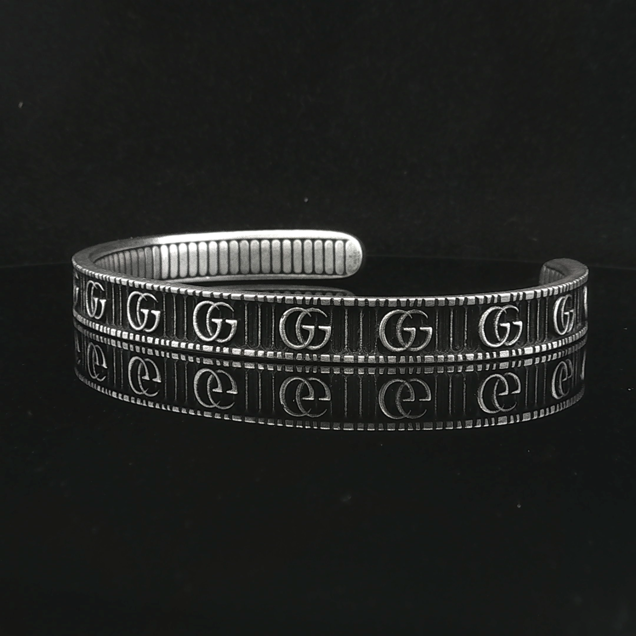 Gucci Marmont Sterling Silver Textured Cuff Bracelet