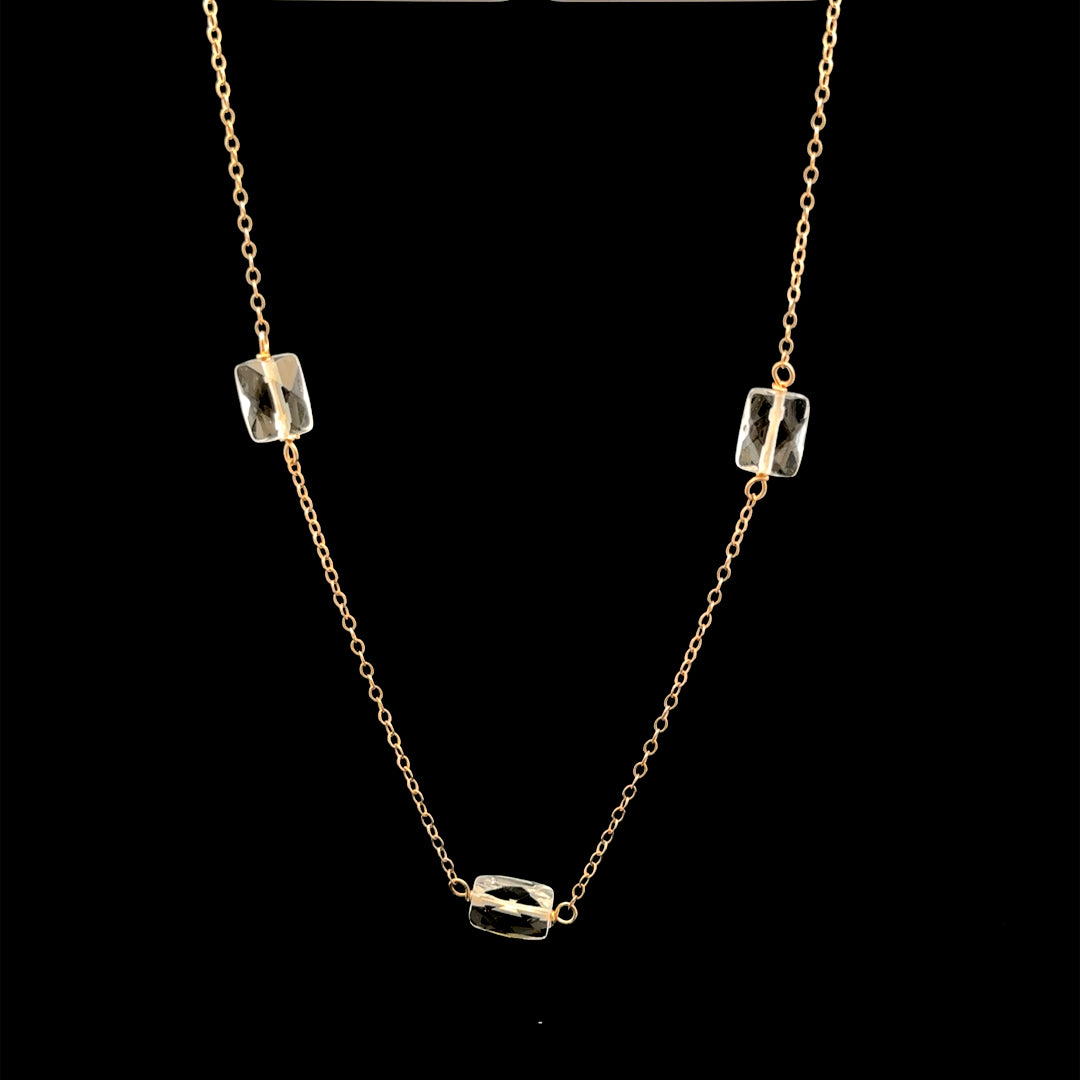 Lorelai 14K Yellow Gold Emerald-Cut Faceted Crystal Necklace
