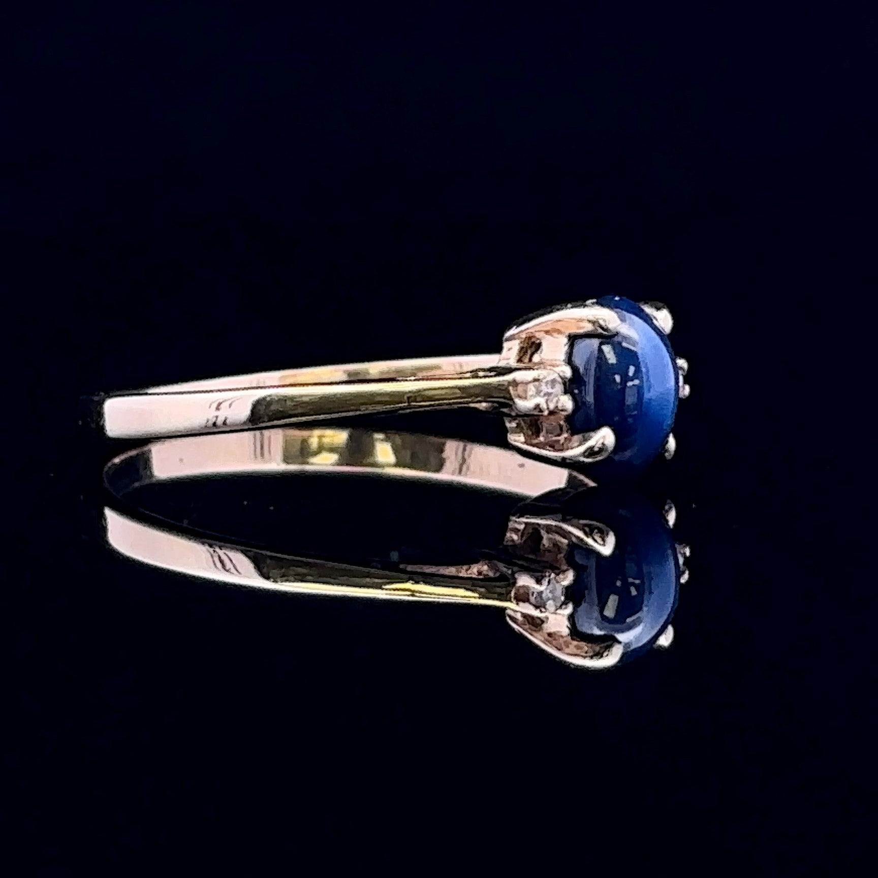 Christine 10K Yellow Gold Star Sapphire and Diamond Accent Ring, Size 6.5