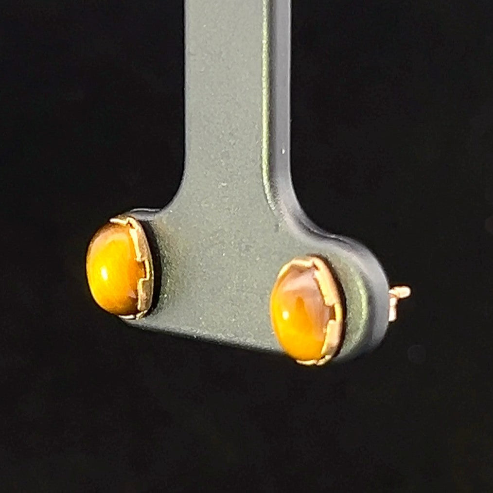 Summer 14K Yellow Gold Tigers Eye Stud Earrings