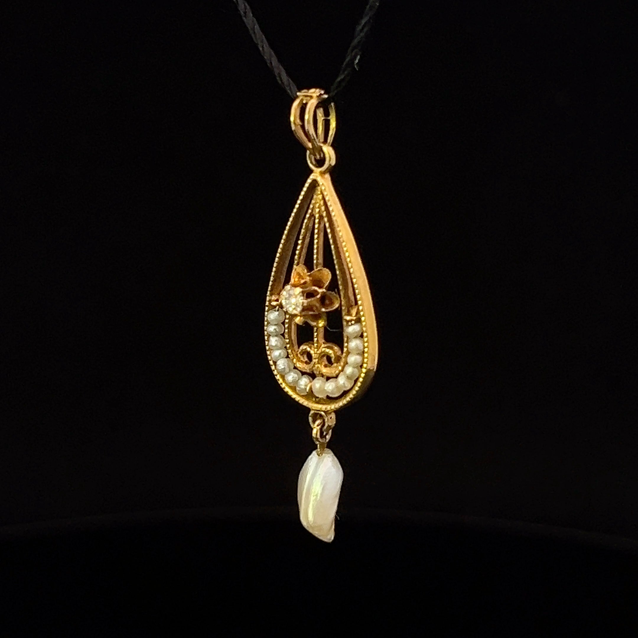 Sara 14K Yellow Gold Seed Pearl Pendant with Diamond
