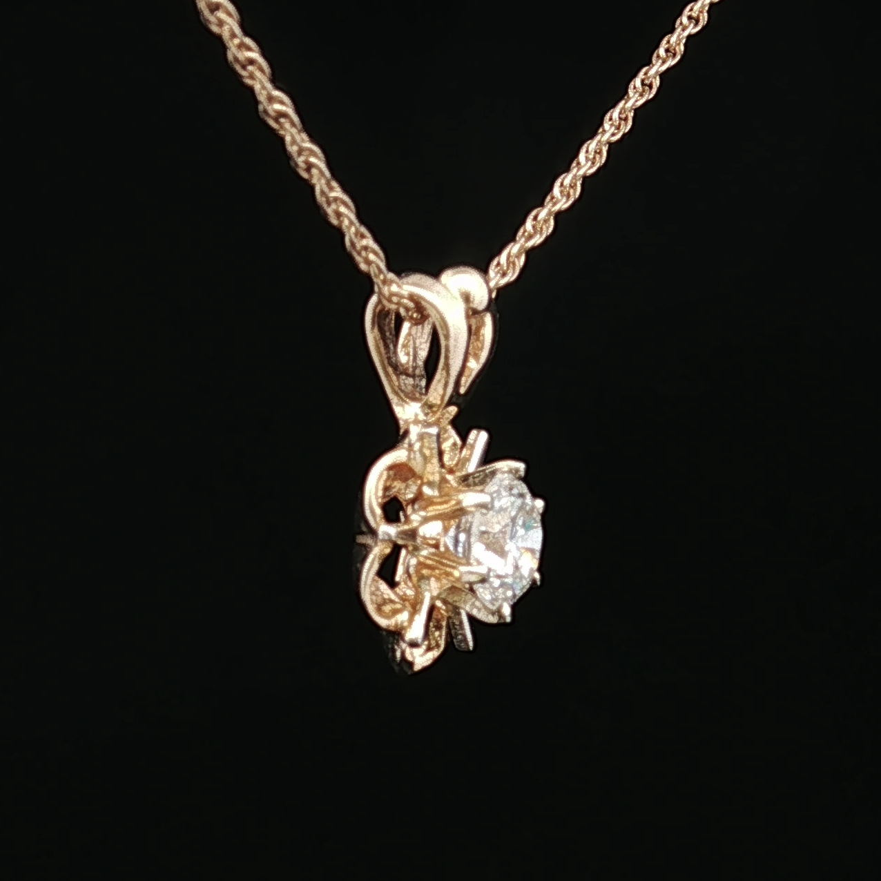 Millicenta Yellow Gold Flower Necklace with Euro Cut Diamond