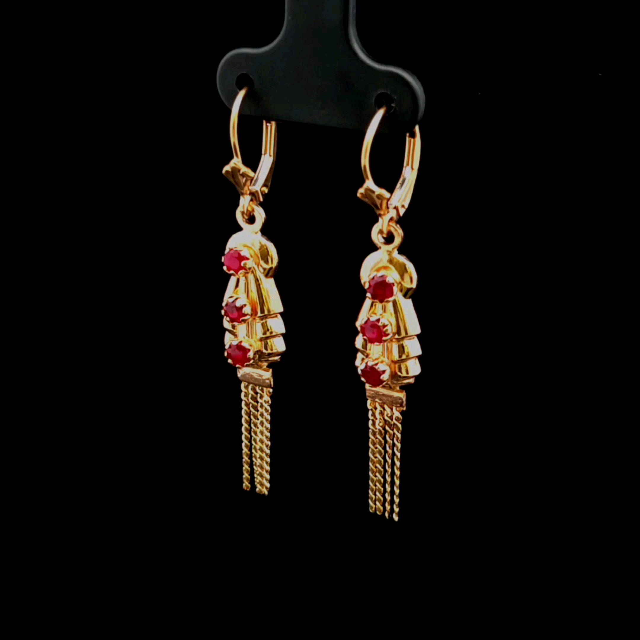 Maisie 14K Yellow Gold Dangle Earrings with Red Rubies