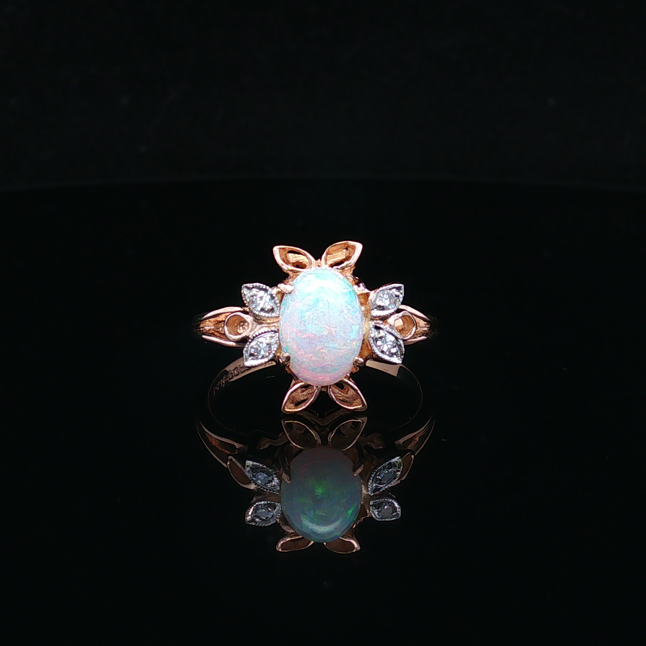Milarose 14K Two-Tone Opal & Diamond Ring