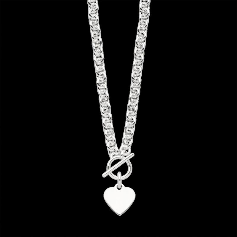 Sterling Silver Heart Toggle Collar Necklace