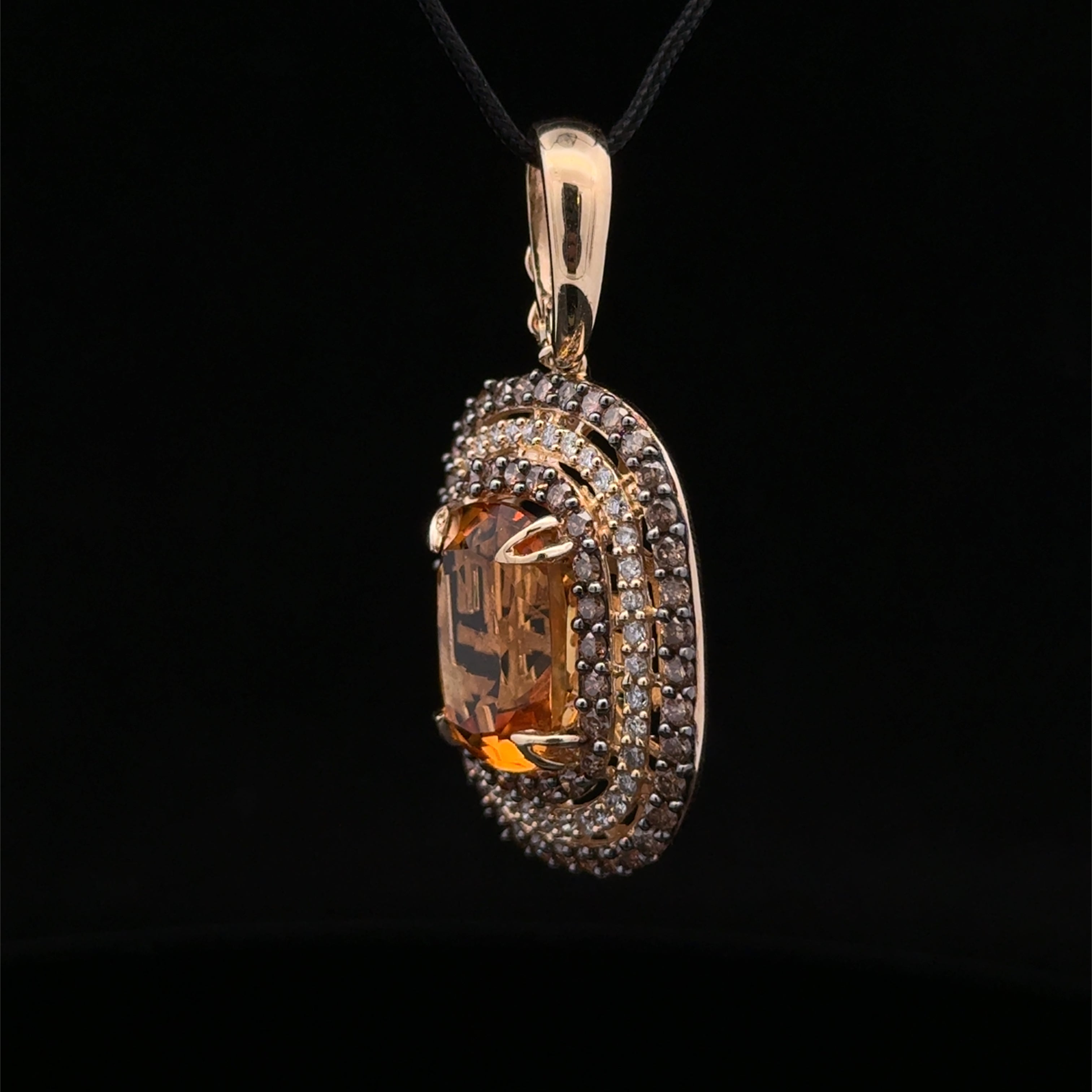 Ardis 14K Gold Citrine Triple Halo Pendant