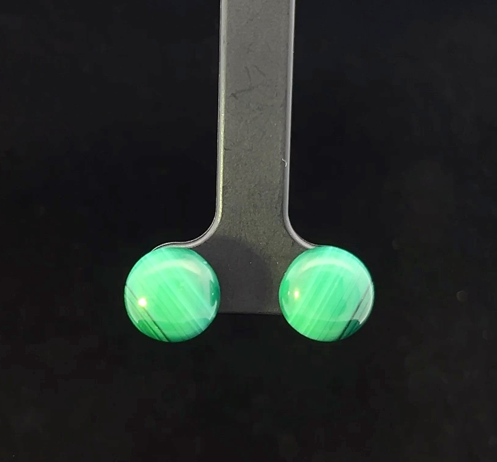 Maddie 14K Yellow Gold Malachite Button Earrings