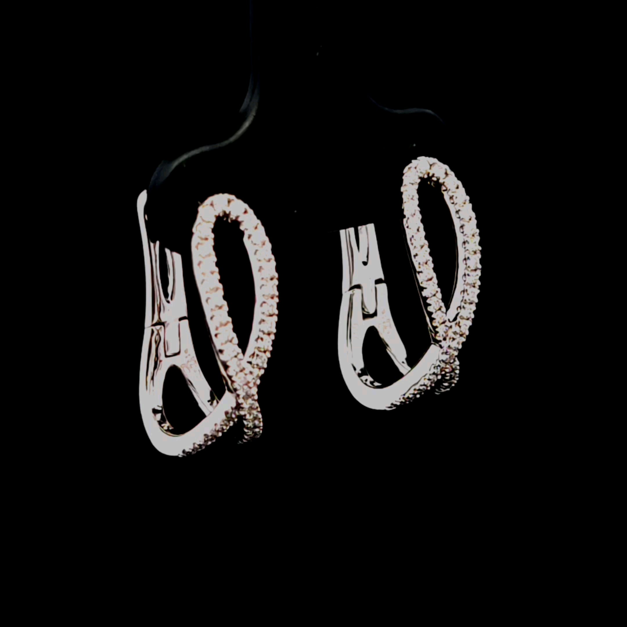 Arlene 18K White Gold Twisted Hoop Earrings with Diamonds