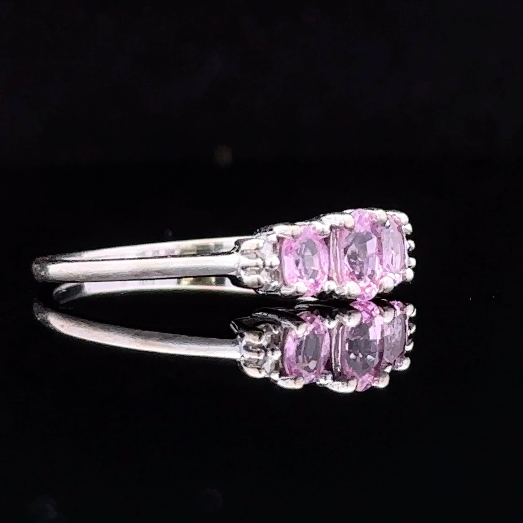 Everly 10K White Gold Oval Pink Sapphire and Diamond Ring