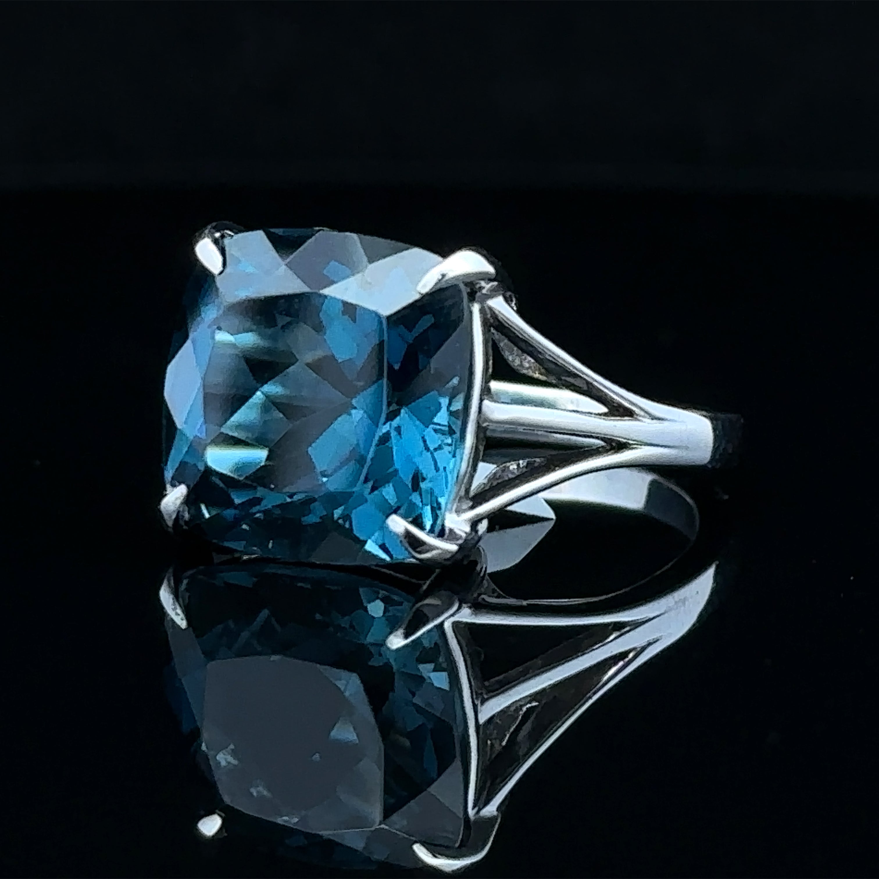 Madisyn White Silver Contemporary Fashion Ring with London Blue Topaz