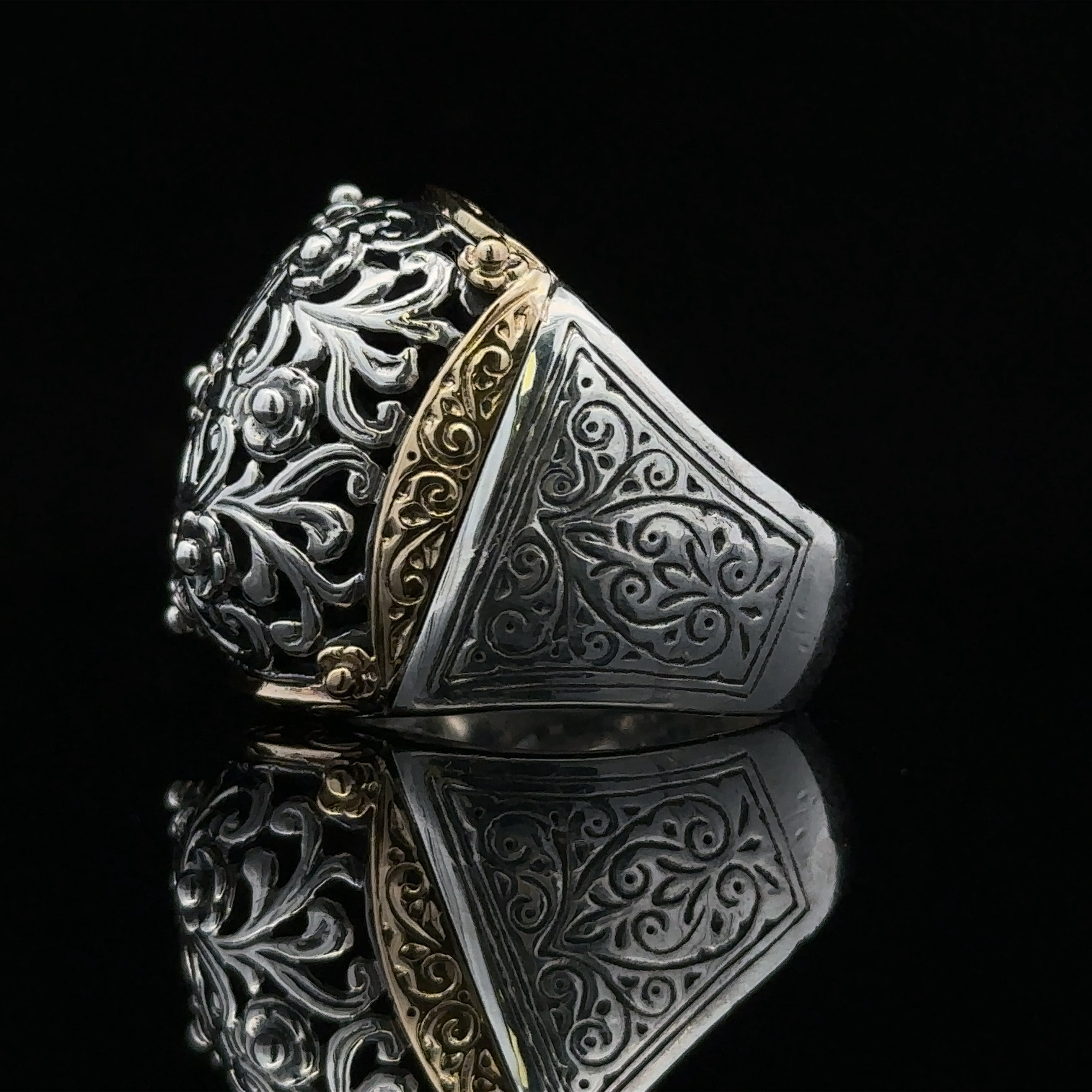 Konstantino Two-Tone Sterling & 18K Gold Ring – Size 6.5