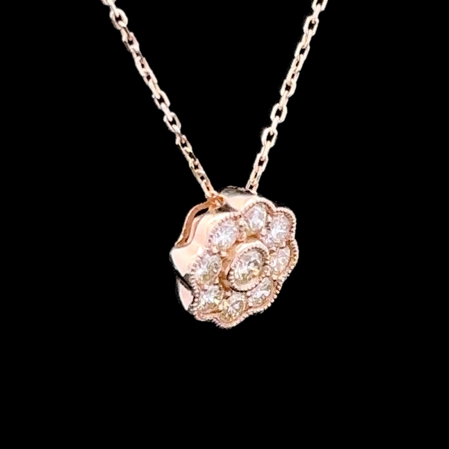 Edaline 14K Yellow Gold 0.55 CTW Flower Diamond Necklace