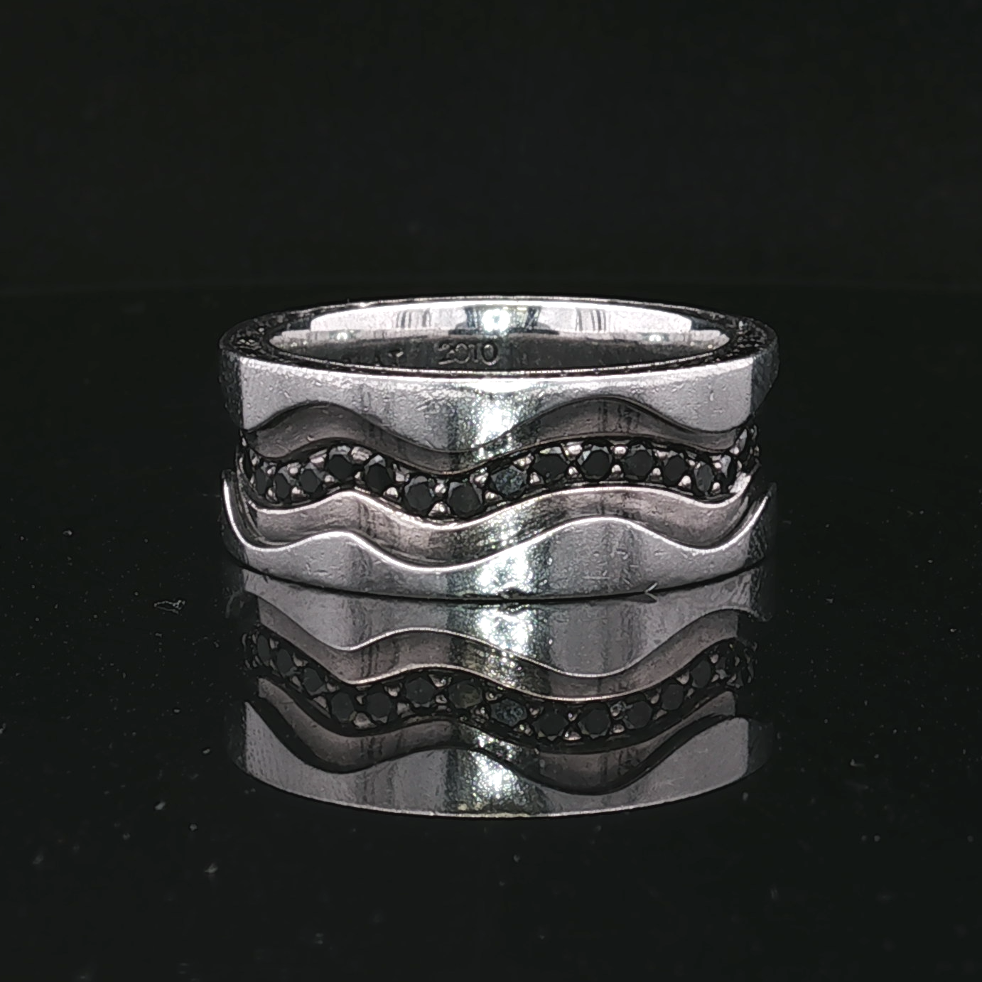 Platinum Ring with Black Diamonds by Cari Mari