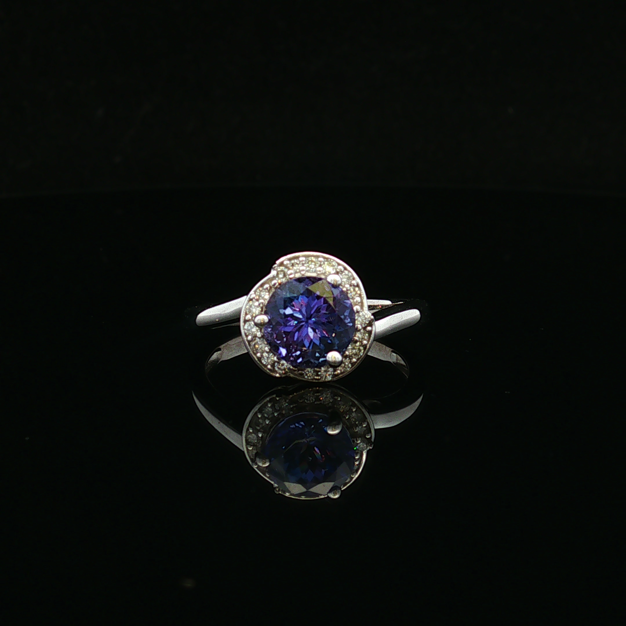 Maribele 14KW 1.40 CT Tanzanite & Diamond Halo Ring