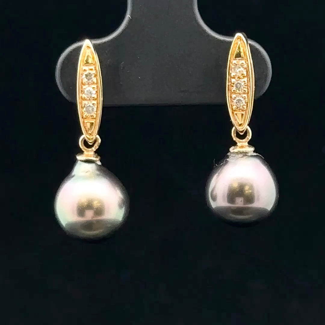 Angie 14K Yellow Gold Drop Earrings with Tahitian Pearls