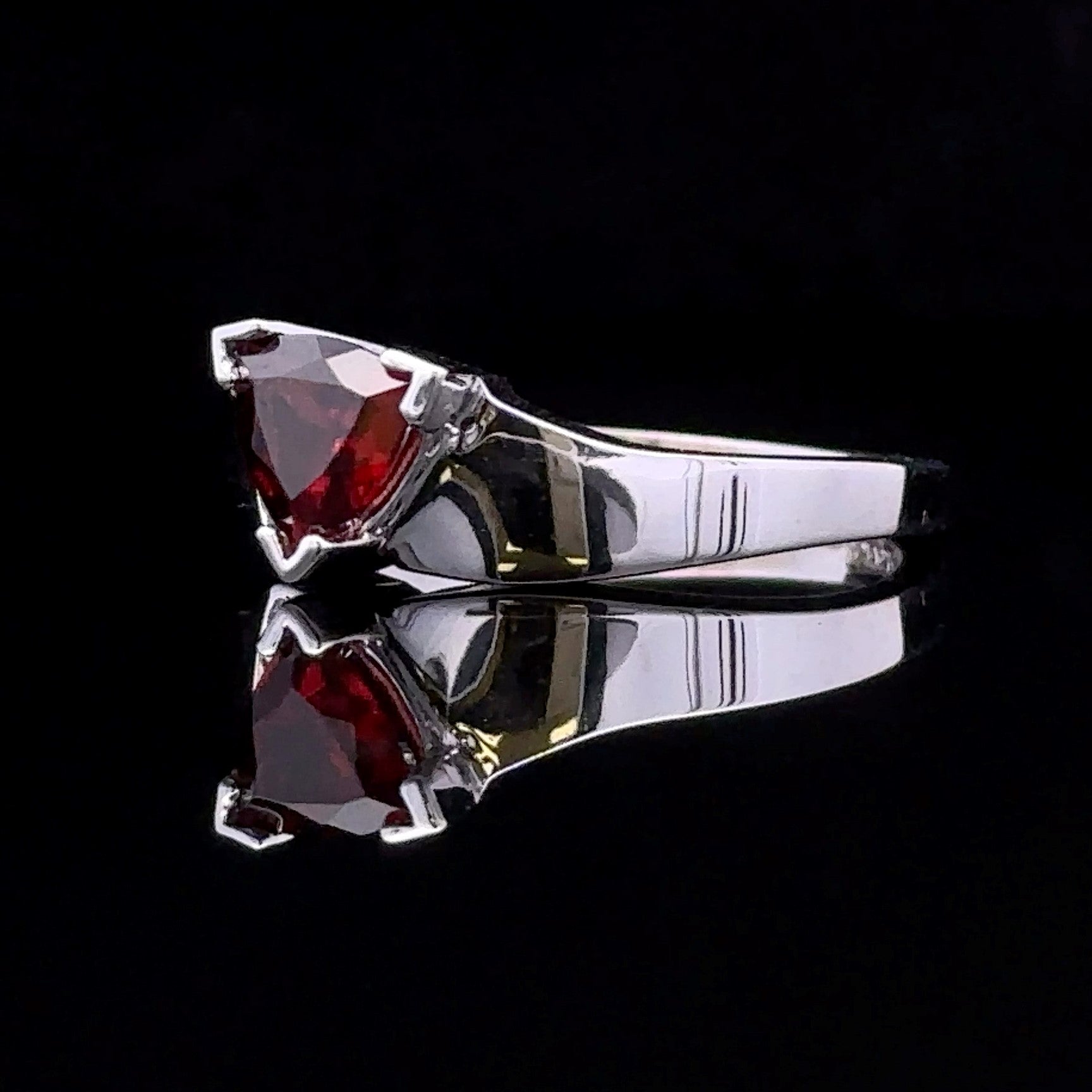 Ryan White 14K Contemporary Ring with Trillian Garnet and Diamond Accents