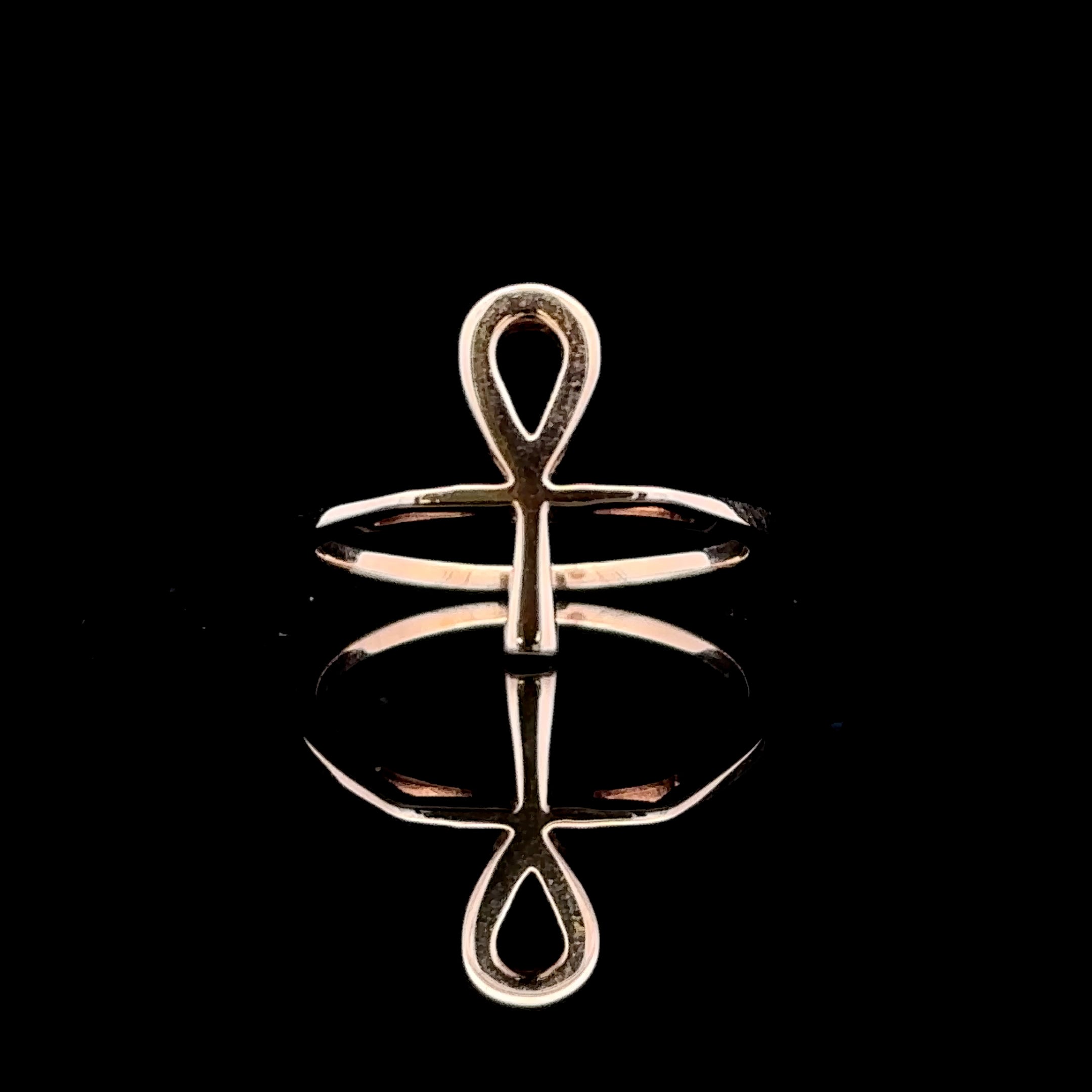 Yellow 14K Contemporary Ankh Ring