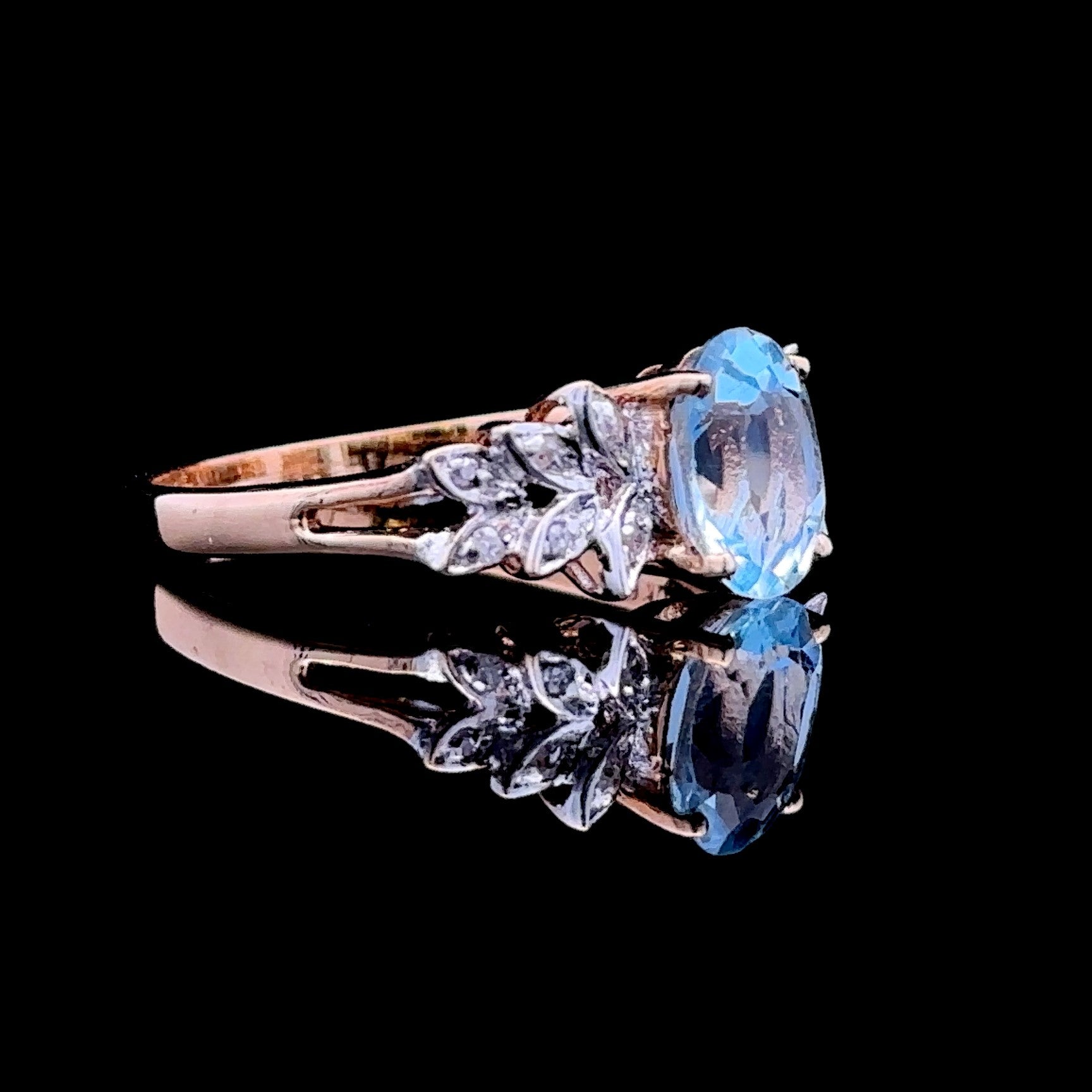 Melanie 14K Yellow Gold Blue Topaz Fashion Ring, Size 7.5