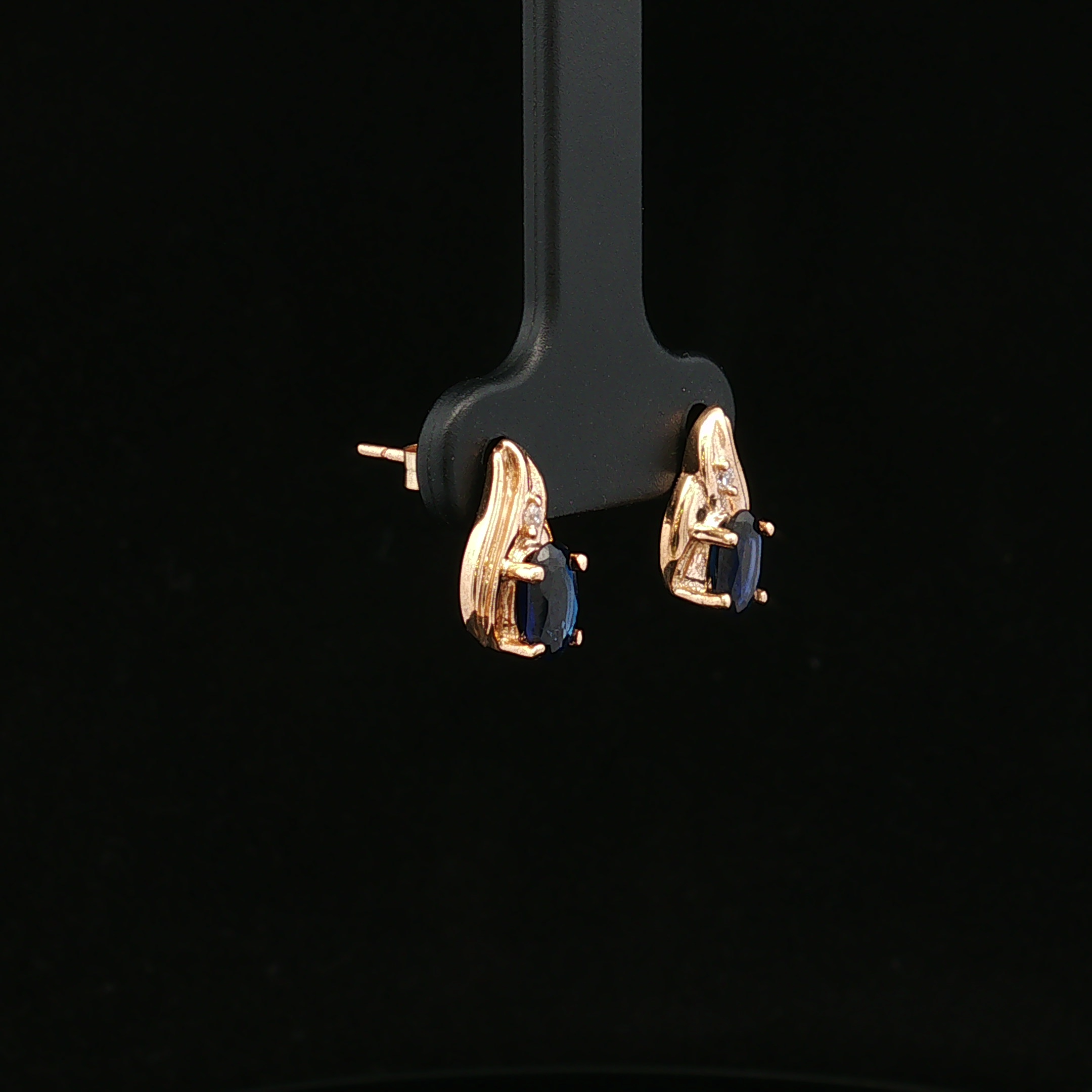 Clover 10K Yellow Gold Sapphire & CZ Earrings