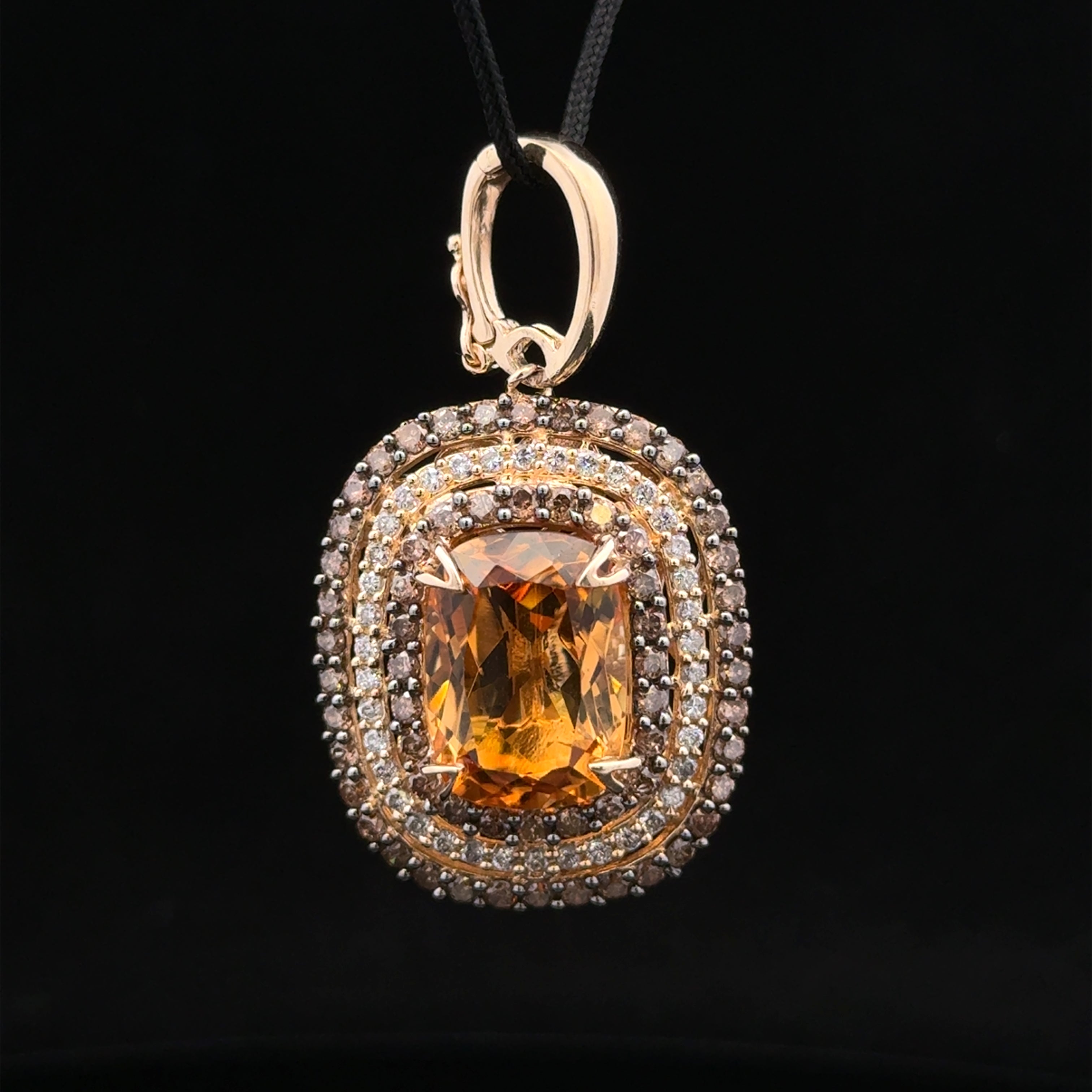Ardis 14K Gold Citrine Triple Halo Pendant