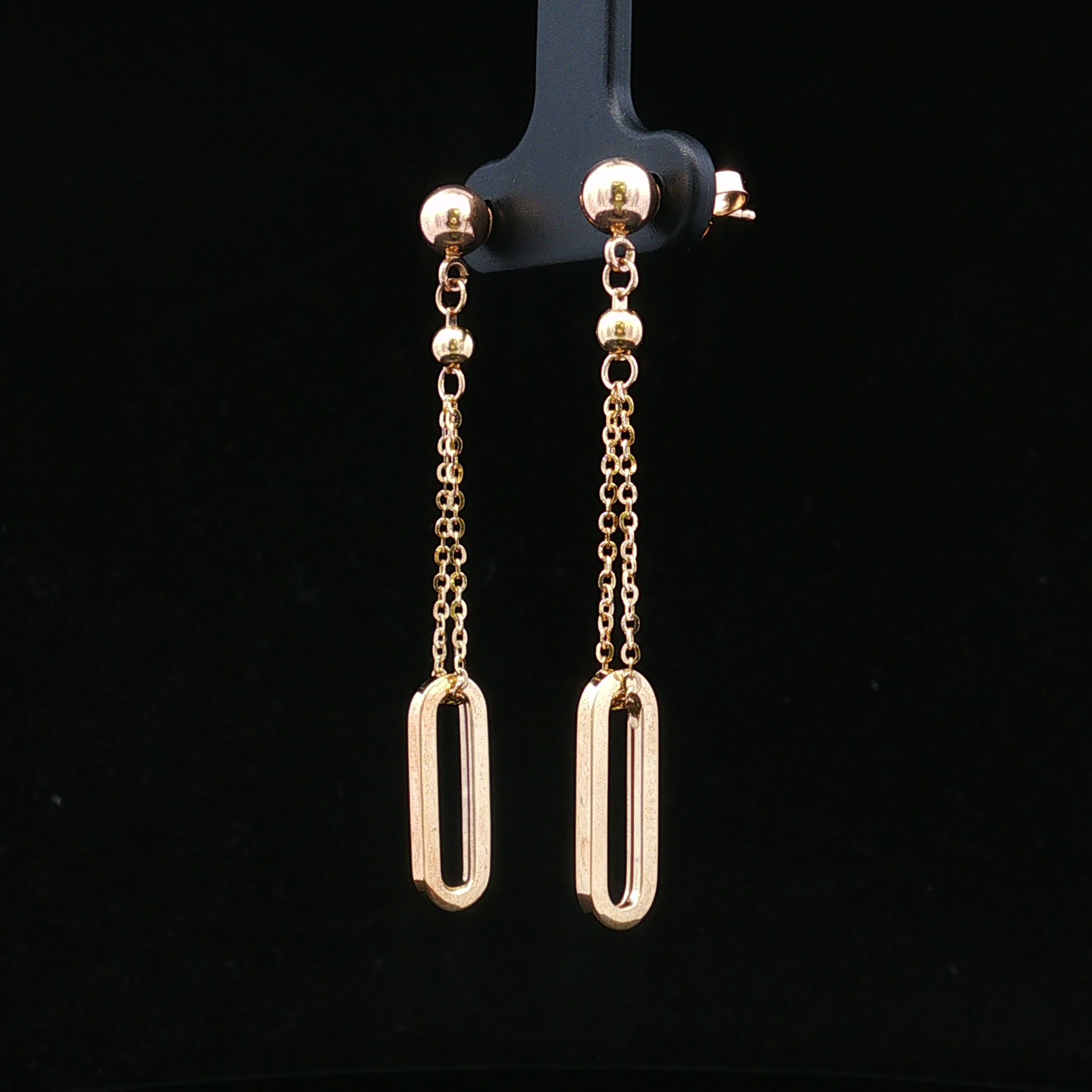 Ardenia 14KY Ball Post with 10KY Chain & Open Oval Link Earrings