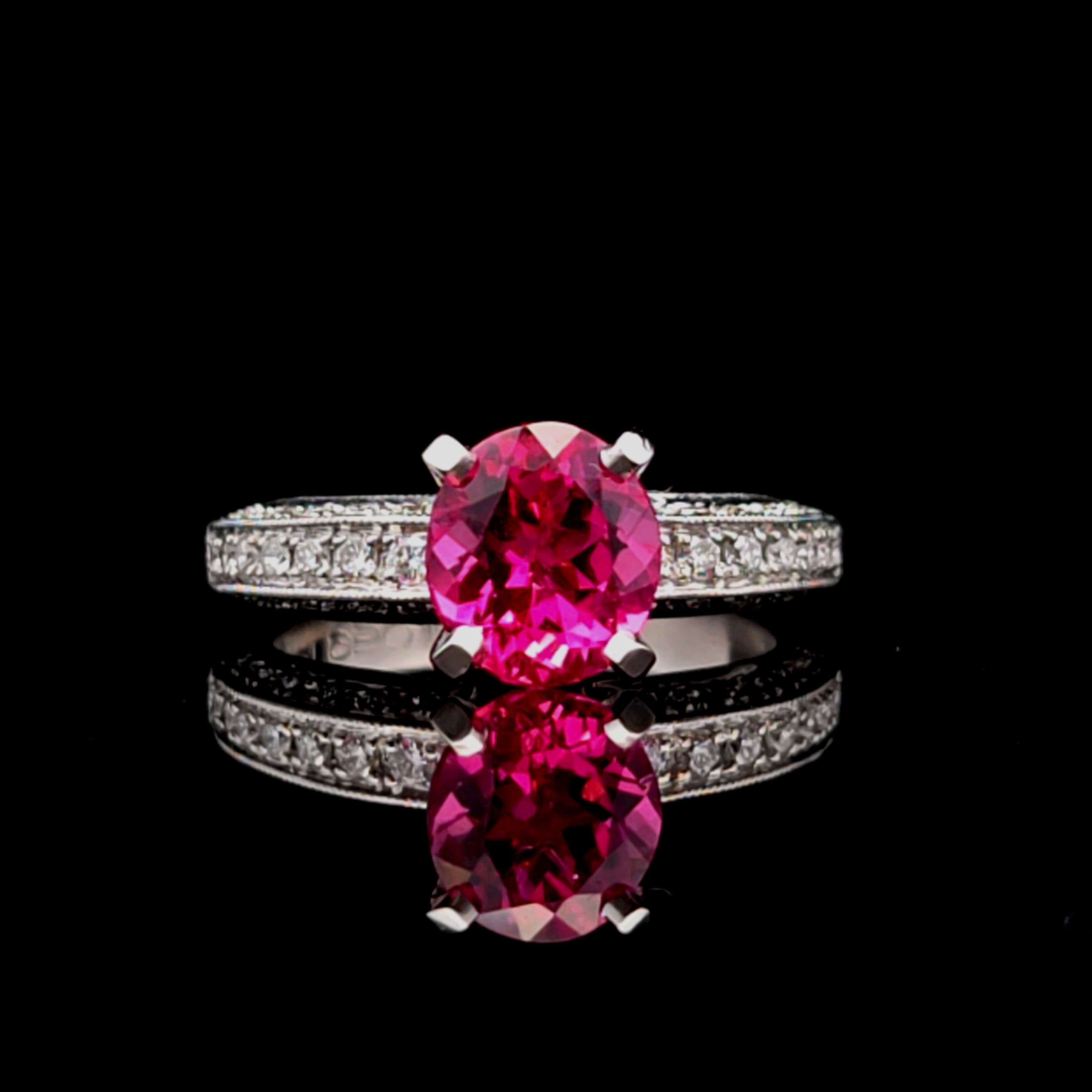 Arabella Platinum Ring with Pink Tourmaline and Diamonds