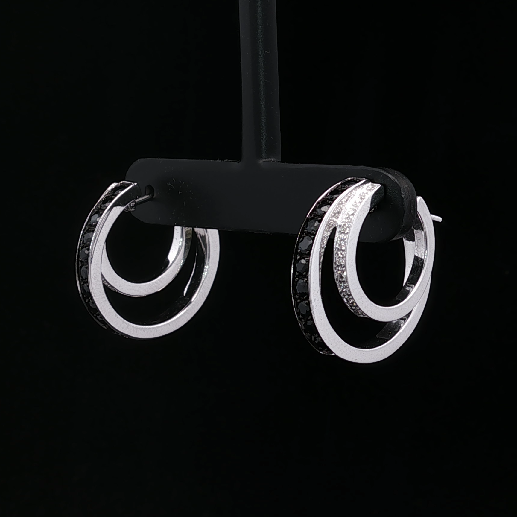 Black & White Diamond Hoop Earrings