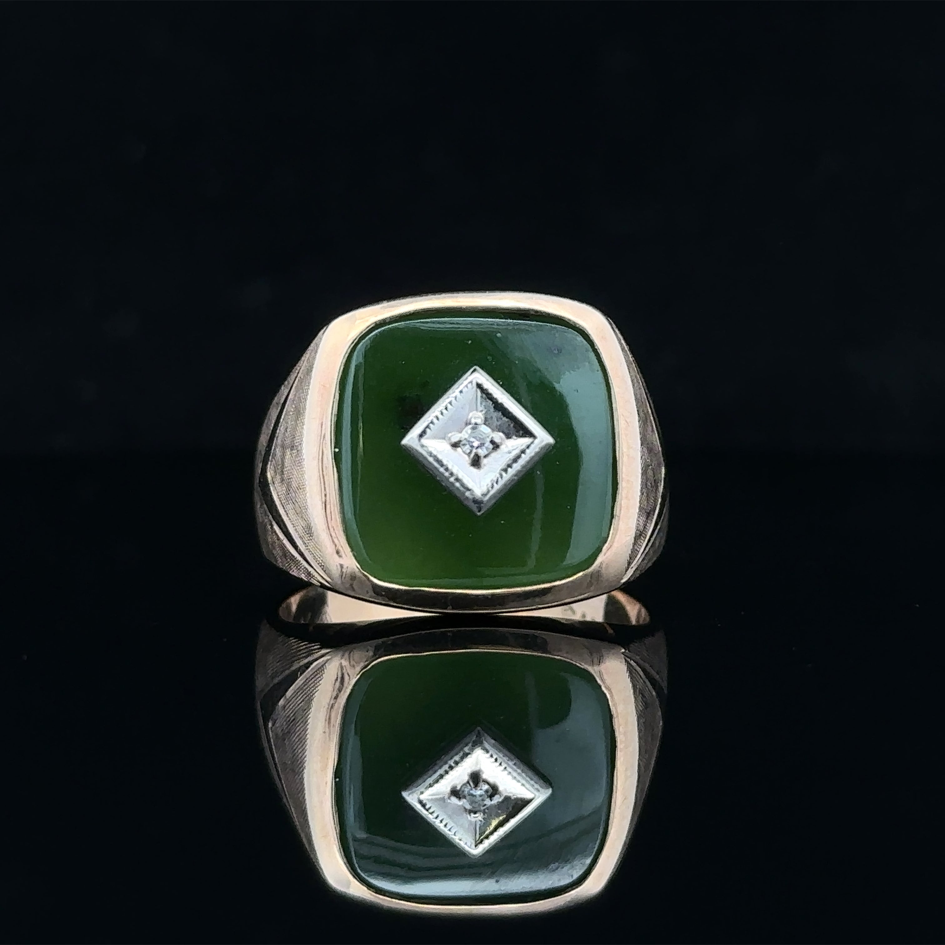 Gracelynn 10K Yellow Gold Jade and Diamond Ring