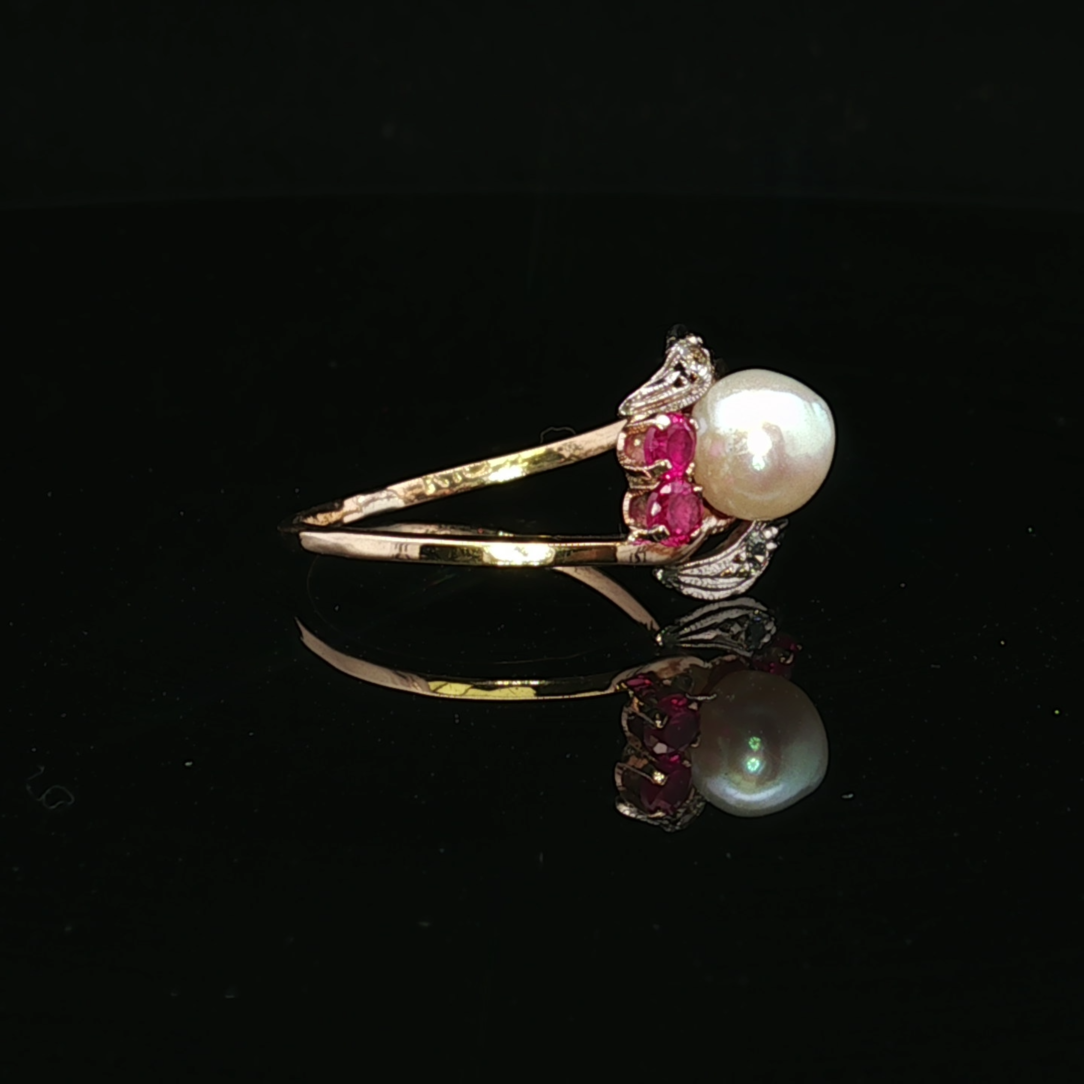 Mariah 18K Yellow Gold Pearl Pendant with Rubies & Diamonds