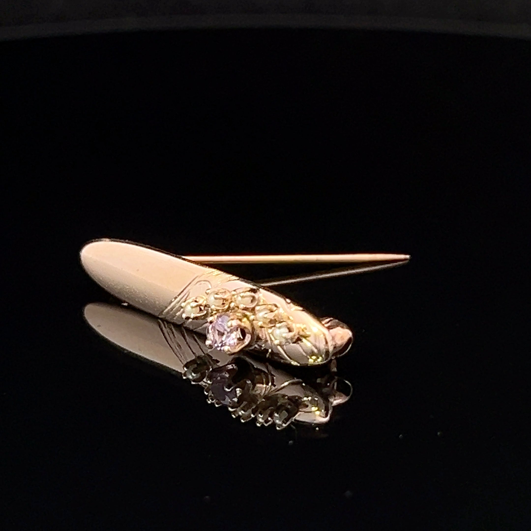 Kaylin 14K Yellow Gold Seed Pearl & CZ Pin