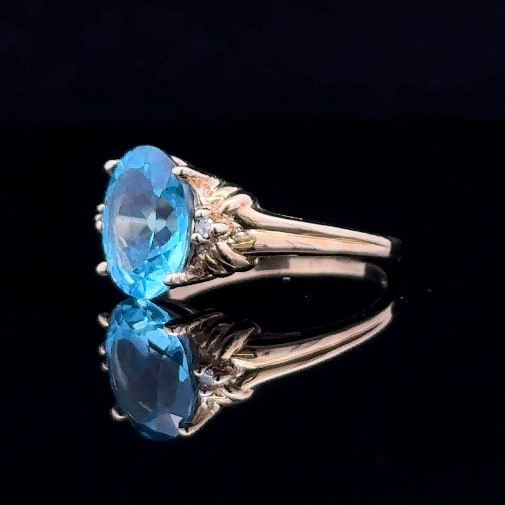 Alannah 10K Yellow Gold Blue Topaz Ring, Size 5.5