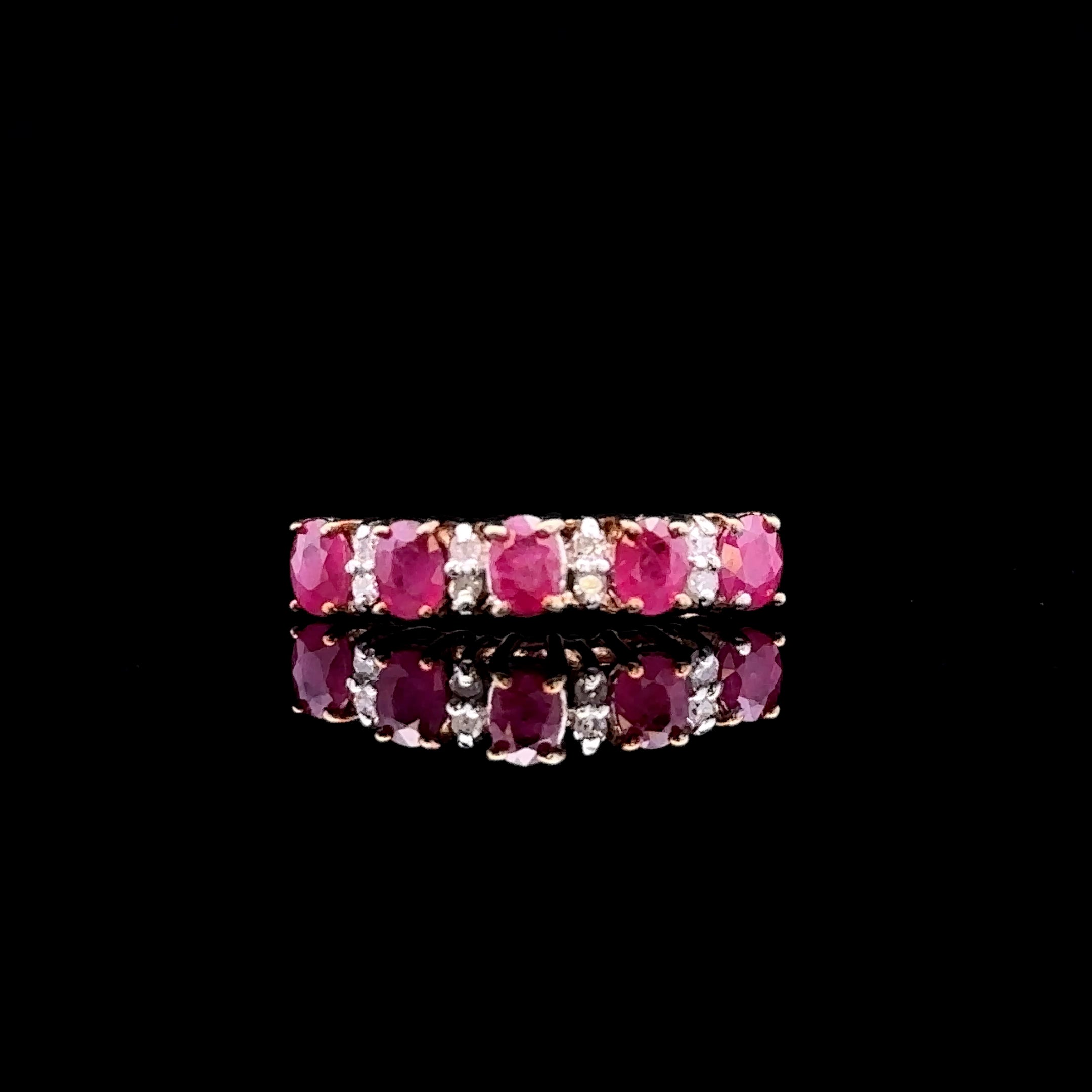 Kathryn 10K Yellow Gold 5-Stone Ruby and Diamond Accent Ring